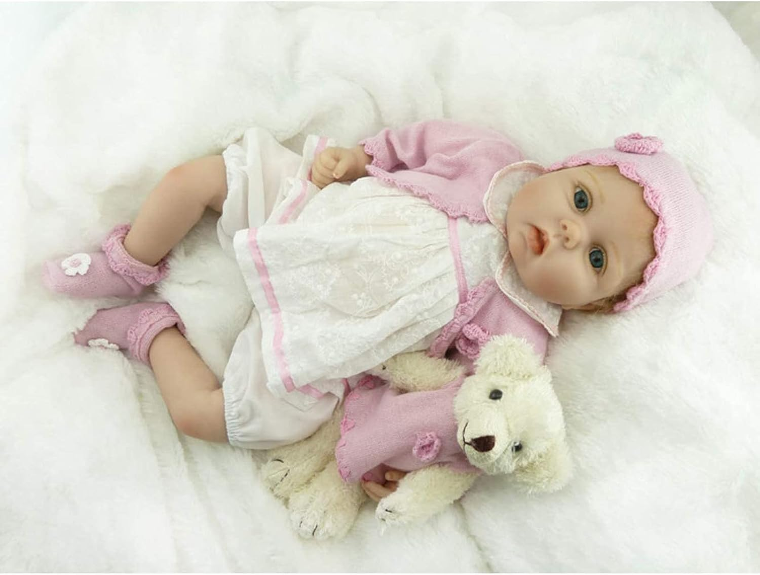 ZIYIUI Reborn Dolls 22 Inches 55 Cm That Looks Real Reborn Baby Doll Lifelike Silicone Vinyl Newborn Soft Doll Blue Eyes Toddlers Toys for Age 3+ image number 3