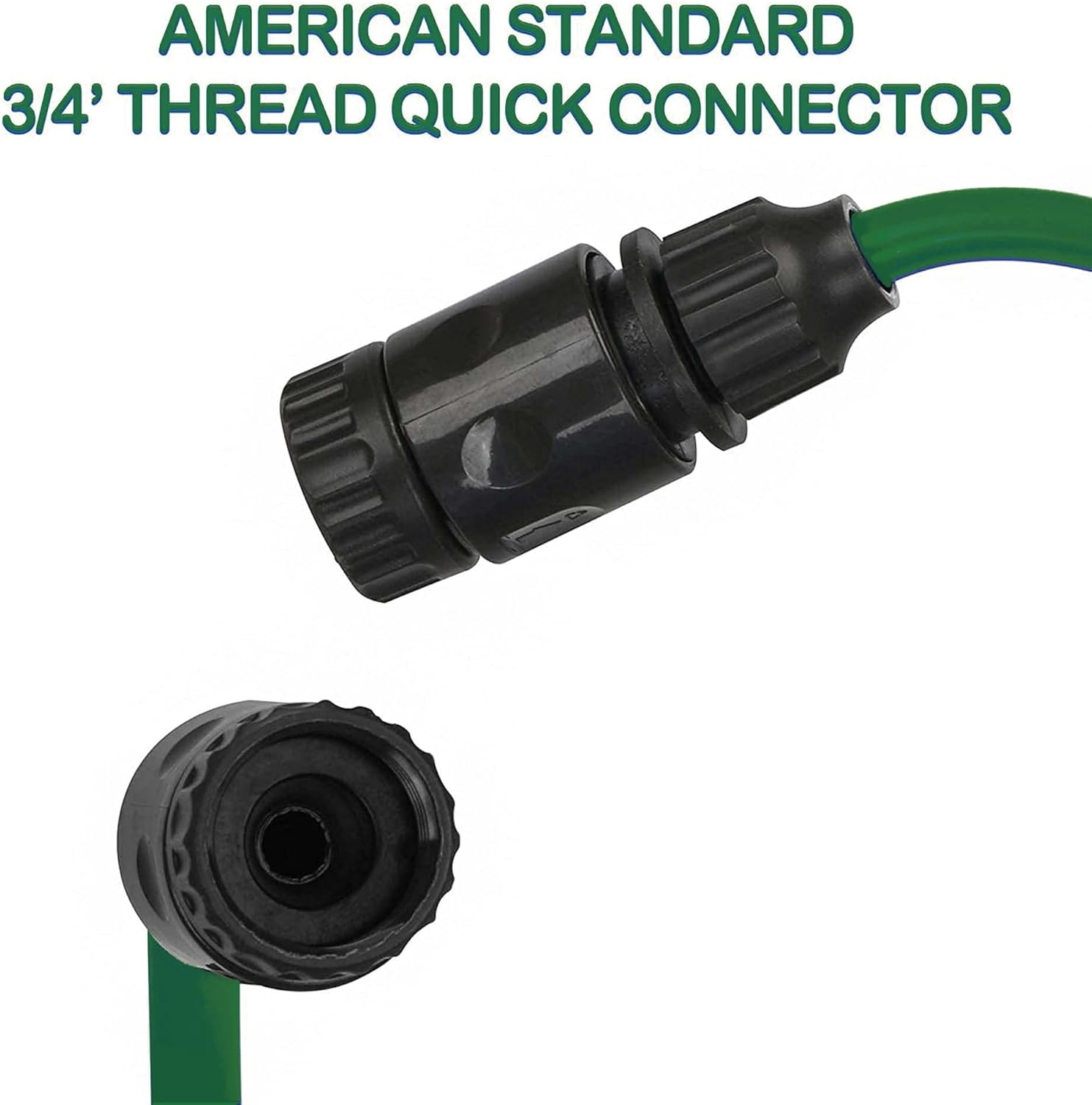 EVA Recoil Garden Hose 25 FT with Nipple QD Fittings, Female and Male Thlightweight and Corrosion Resistant, Retractable Water Hose for Outdoors, Yard, Boats, Car Washing (25FT, Green) image number 2