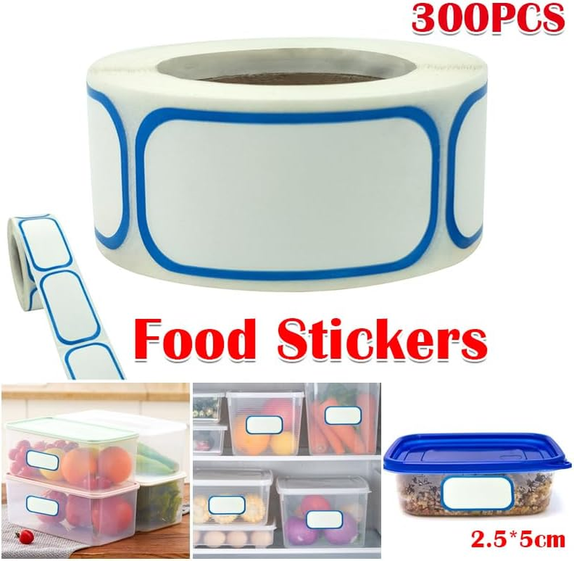 AIMALL 300PCS Blank Food Labels, Kitchen Storage Labels, 1''X2'' Adhesive Stickers for Meal Prep, Baby Formula, Freezer Organization image number 1
