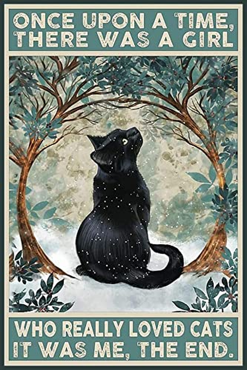 Bestylez Funny Black Cat Signs Cat Pictures Cat Poster Wall Decor, Cat Lover Gifts for Women Girl - Once upon a Time There Was a Girl Who Really Loved Cats, 8 X 12 Inch (513) image number 5