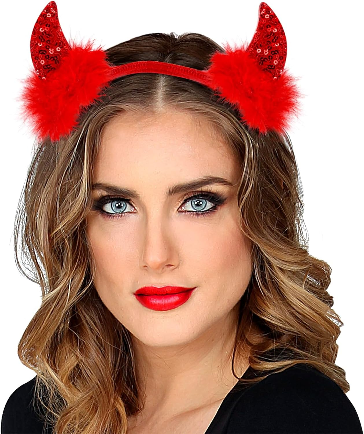 Devil Costumes | Seductive Devil Horns Glittering Red | Halloween | Fancy Dress image number 3