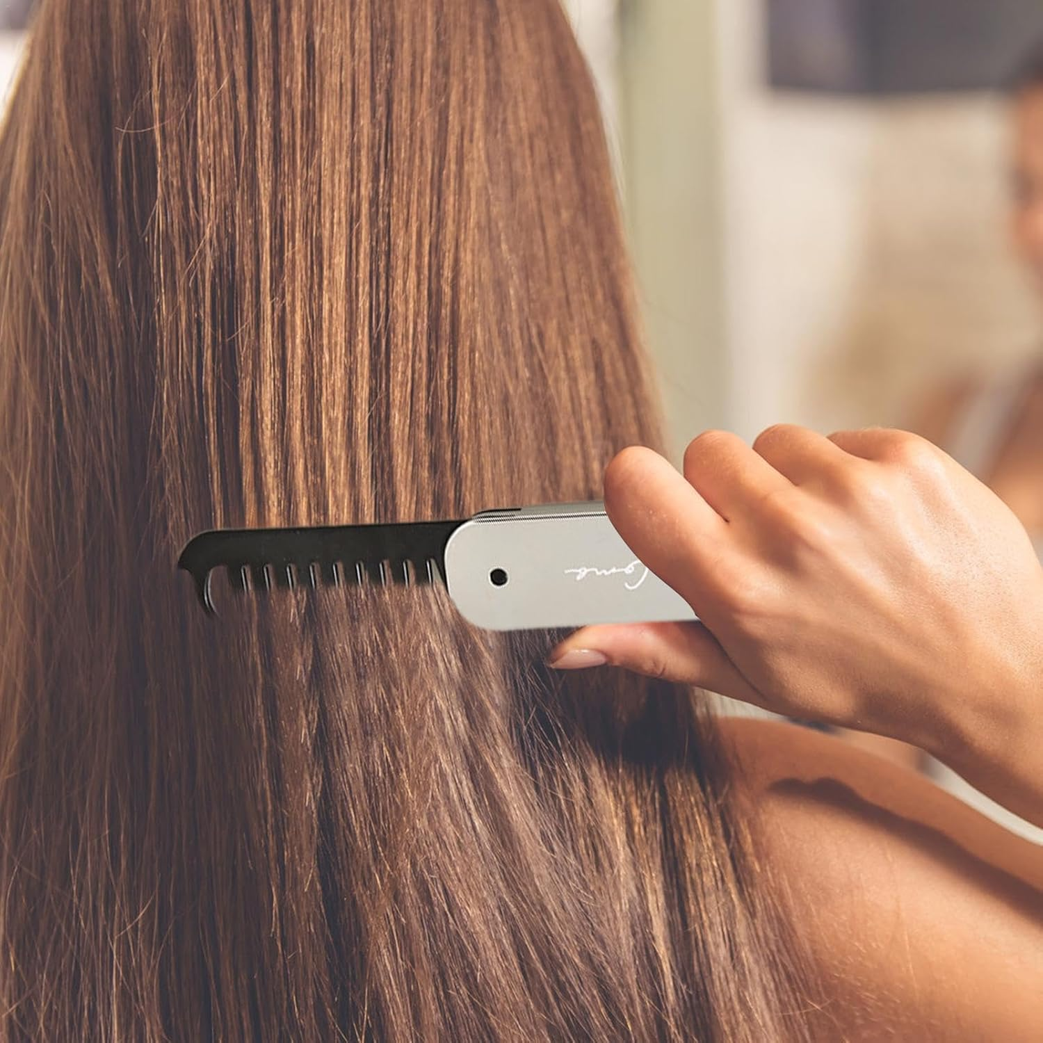 Foldable Hair Brush,Travel Brushes for Hair 2 in 1 Fine Tooth Comb & Wide Tooth Comb | Compact Hairbrush Purse Comb Hair Styling Tools for Gym Trip School Work Men Women image number 5