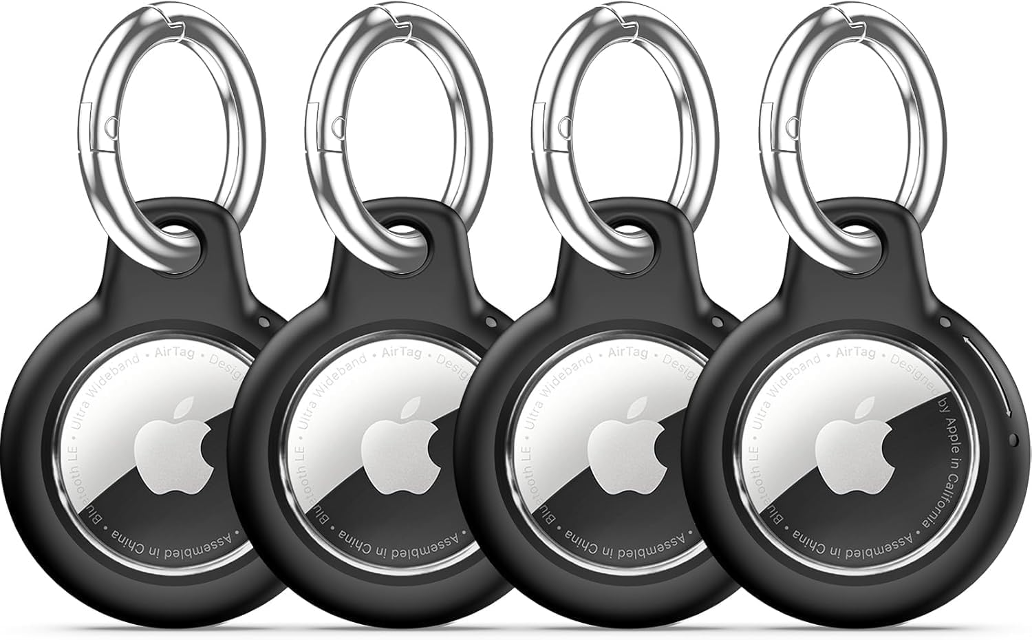 Inesore IPX8 Waterproof for Airtag Holder, Compatible with Apple Air Tags Keychain (With Lock),Anti-Scratch and Shock Case for Dog,Car Key,Luggage(Black-Navy Blue-Blackish Green-Red)