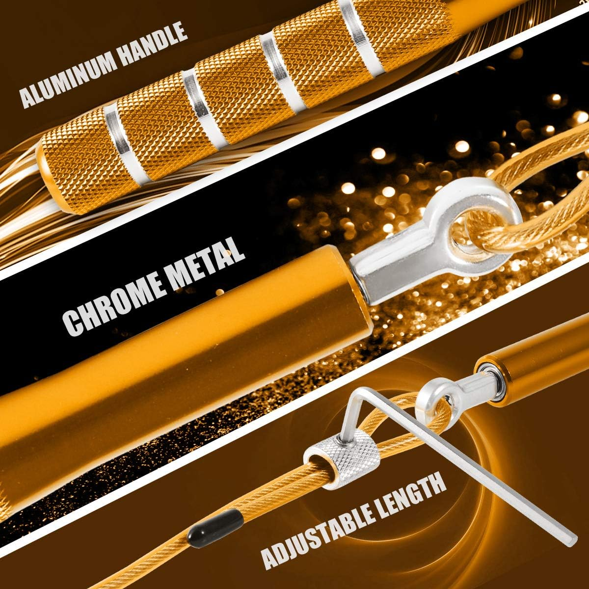 Jump Rope, Wastou Speed Jumping Rope for Training Fitness Exercise, Adjustable Adults Workout Skipping Rope for Men, Women, Kids, Girls - Pink-B image number 2