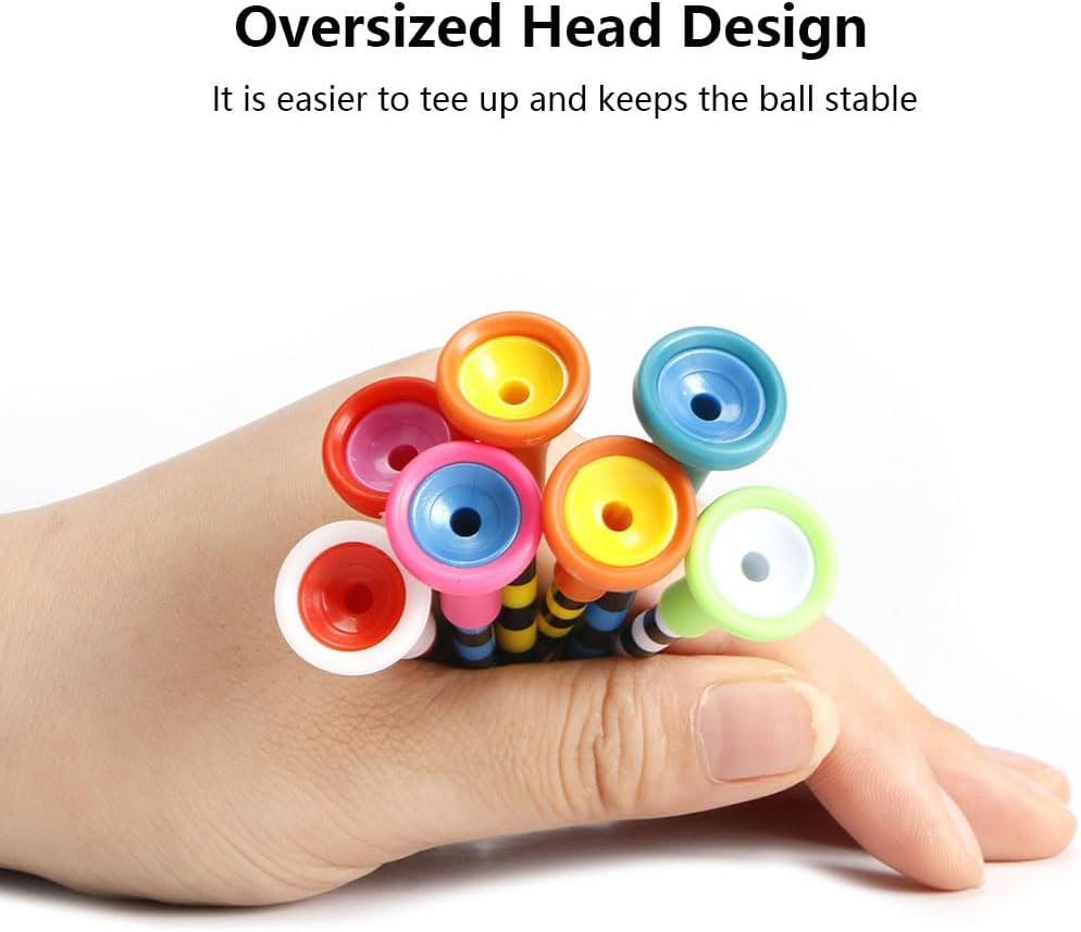 Vekol Golf Tees Professional Plastic Golf Tees 3-1/4" Golfing Tees Rubber Cushion Top Mixed Colors, Long Golf Tees Bulk, Reduce Side Spin and Friction, Pack of 40PCS image number 1