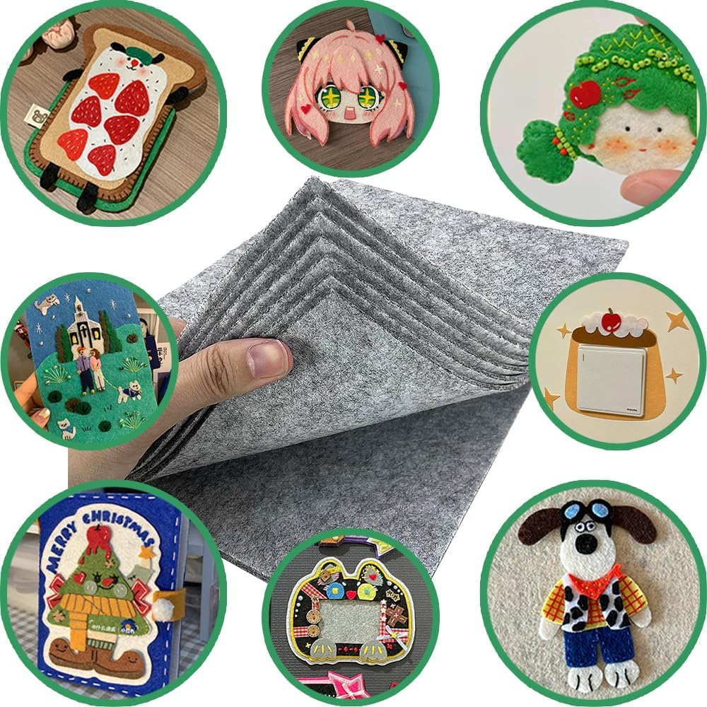 HXJDAM 2 Mm Stiff Felt for Crafts, 20 X 30 Cm Felt Fabric Craft Felt, Pack of 12 Felt Panels, Non-Woven Fabric Felt, Polyester Felt, Felt Sheets Felt Sheets for DIY Crafts and Sewing (Grey) - Deep Blue image number 7