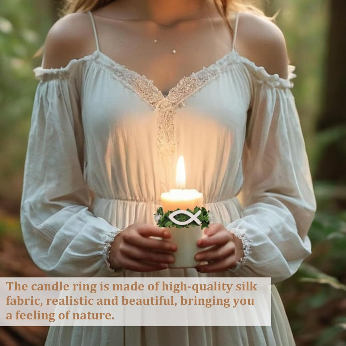 YAYNO Pack of 2 Communion Candles Drip Protection Candle Drop Protection Drip Protection Christening Candles Drip Protection Candle Wreath Christening Candles White Christening Fish Decoration Drip