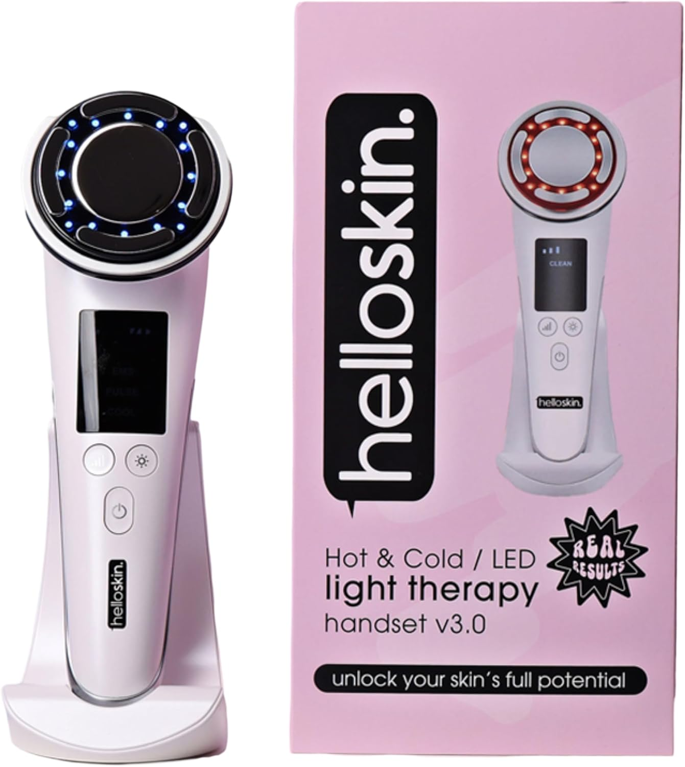 Helloskin Hot/Cold Face Massager & LED Light Therapy Handset V3.0 | Anti-Aging, Acne Treatment, Deep Cleansing, Redness Reduction, EMS Facial Toning, Skin Firming & Tightening (Skin Care Tool) image number 2