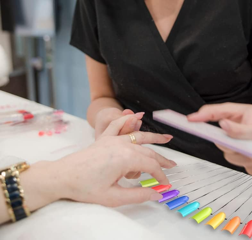 100 Pieces Nail Polish Color Display Swatch Sticks Transparent Clear Connecting Ring Nail Art Fan Shaped Practice Nail Tips image number 6