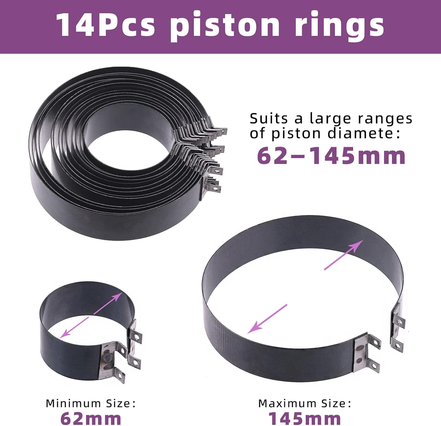 Swpeet 17Pcs Adjustable Black Piston Installer Pliers and Green Car Engine Piston Ring Compressor Pliers with 2.4" - 5.7" Piston Rings Kit with Carrying Box for Car Truck Auto Engine image number 6