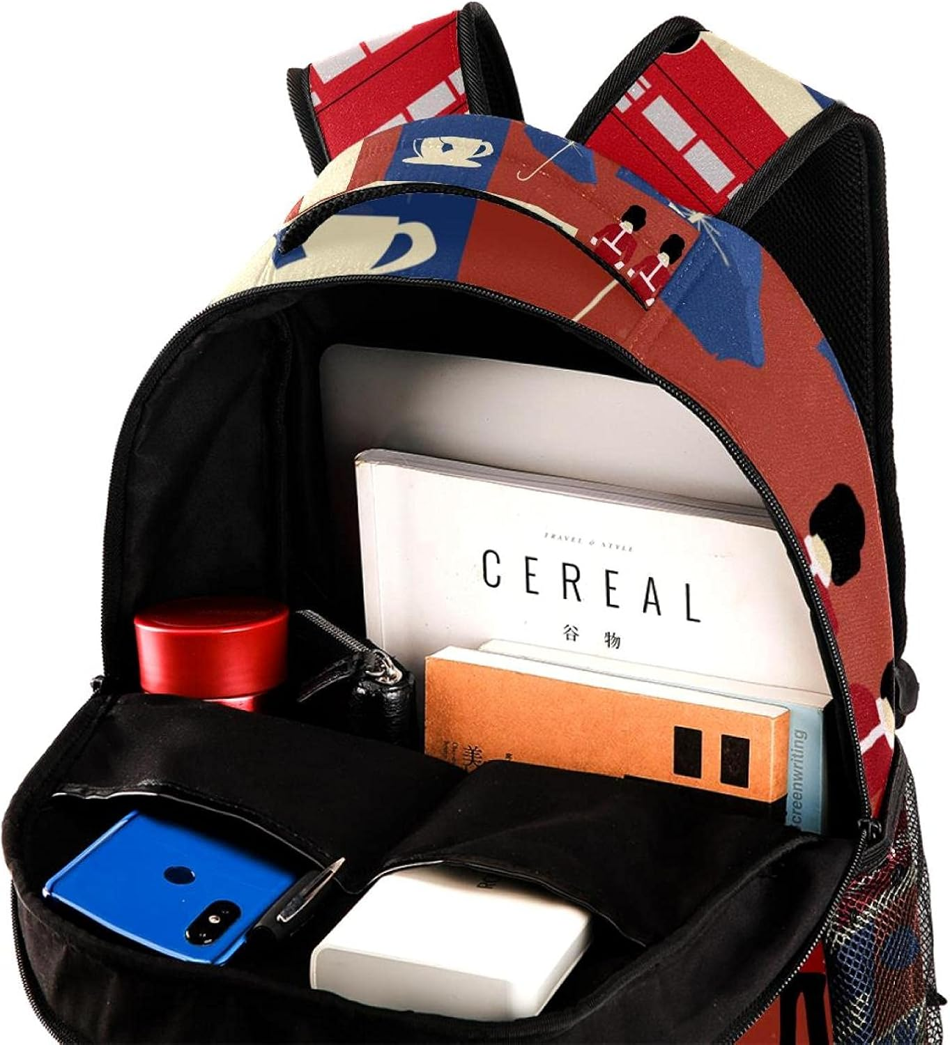 Retro Style London Symbols and Landmarks Backpack Students Shoulder Bags Travel Bag College School Tote Backpacks image number 1