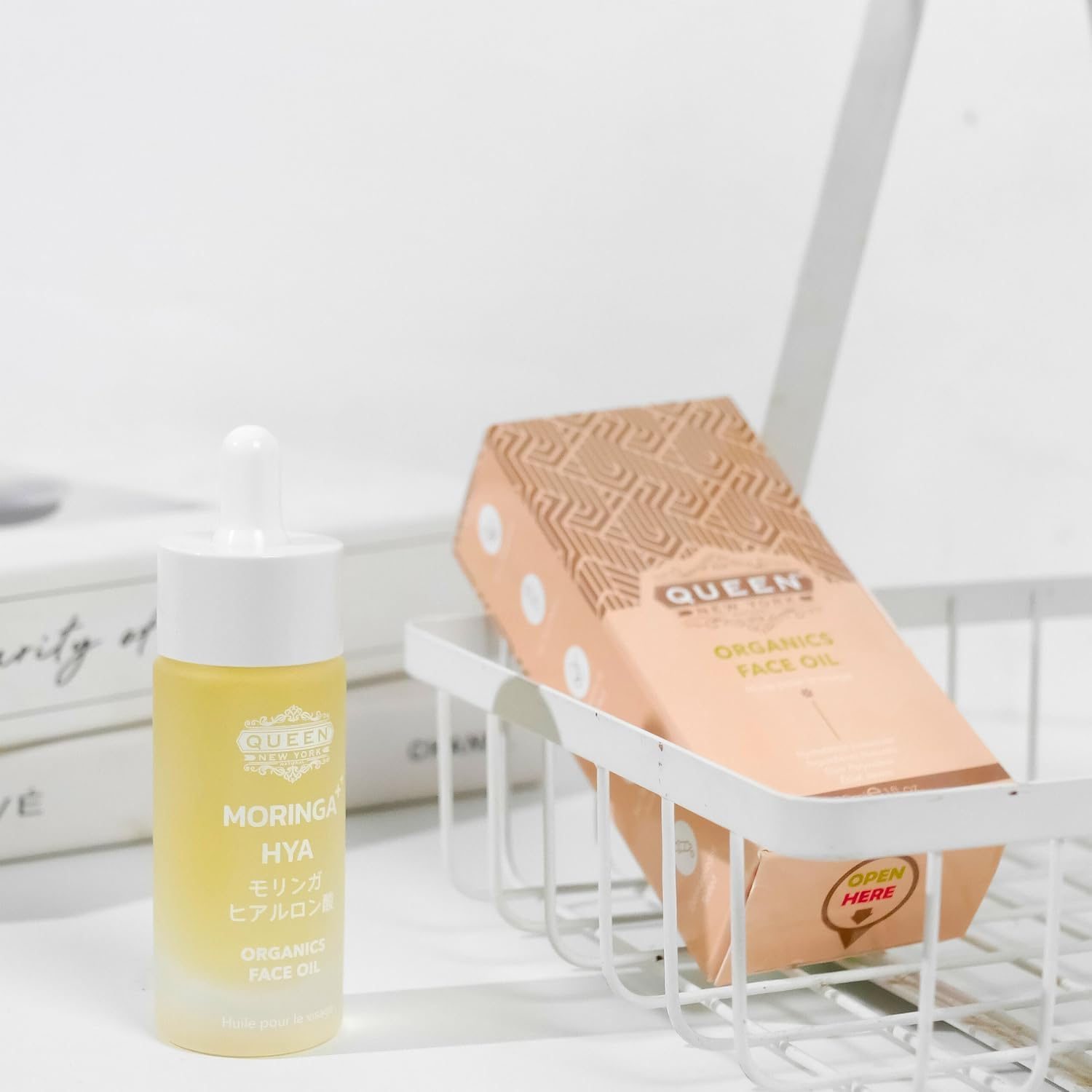 QUEEN MORINGA HYA &ndash; Natural Organic Moringa with Hyaluronic Acid &ndash; Moisturizer &ndash; Hydrating, Natural Glow Facial Oil &ndash; Lightweight, Fast Absorbing, Non-Comedogenic-Fragrance-Free