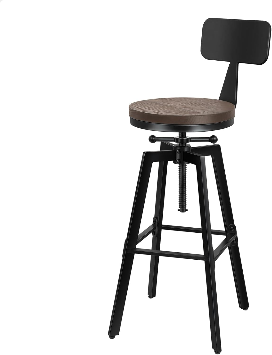 ALFORDSON Bar Stool 1Pc Ezra Retro Kitchen Vintage Chair Industrial Wooden Backless Barstools with Height Adjustable Swivel Seat Counter Dining Chairs with Footrest for Home Bar Dining Room