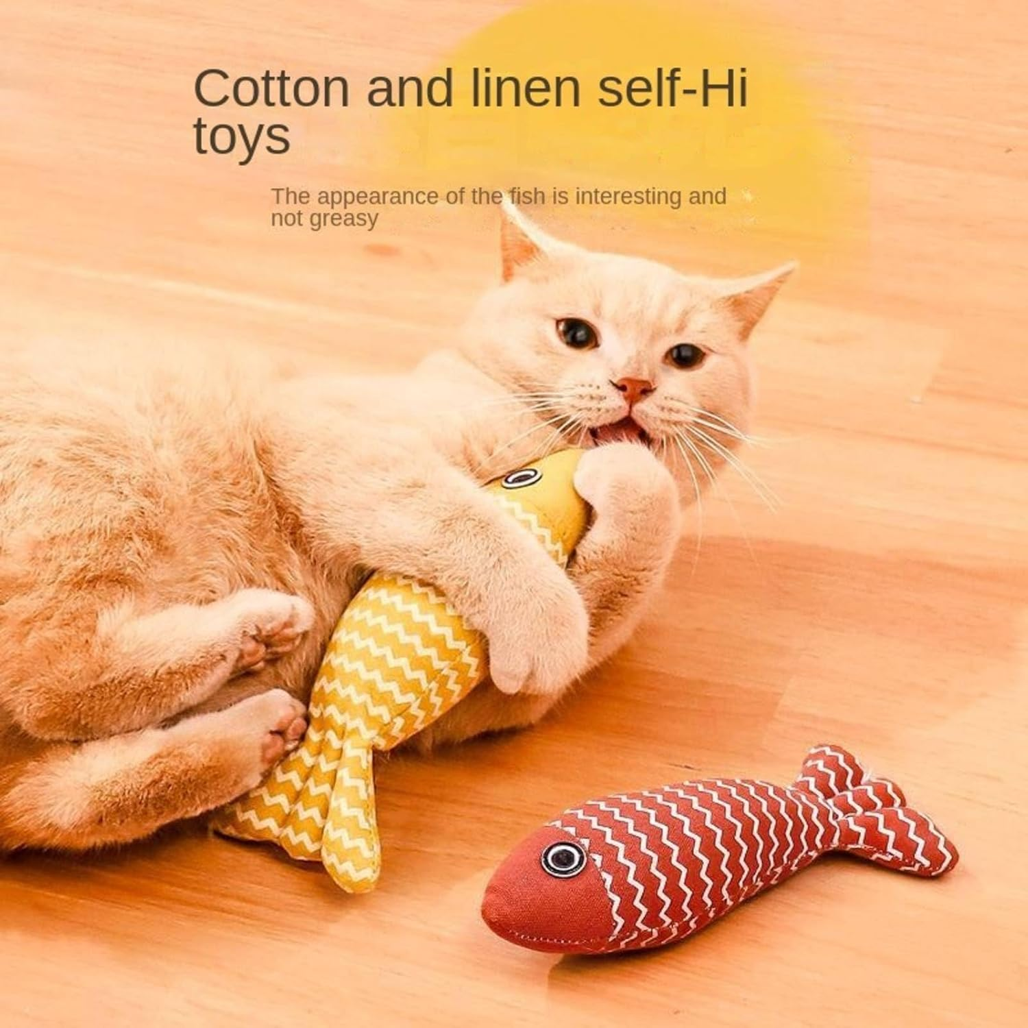 Cat Toys Cat Pillows Fish Soft and Durable Crinkle Catnip Toys Grinding Teeth, Teeth Cleaning, Bite Resistant Toys,Interactive Cat Toy, Cat Chew Toy/215(Yellow) image number 6
