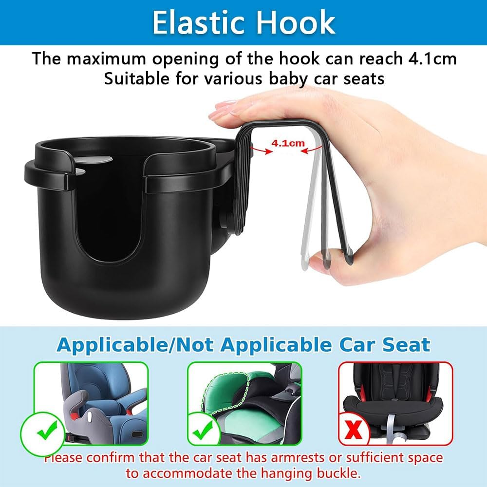 Child Car Seat Tray with Cup Holder &ndash; Universal Snack Tray Attachment for Convertible Car Seats, Strollers & Boosters &ndash; Toddler Travel Tray, Compatible with Most Models image number 6