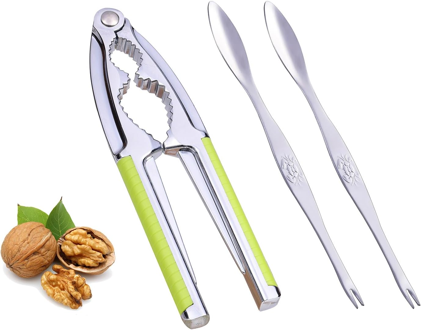 Nut Cracker, Nutcracker, Seafood Tools, Walnut Cracker for All Nuts, Heavy Duty Shell Cracker with 2 PCS Forks/Picks, Lobster Crab Crackers with Non-Slip Handle image number 1