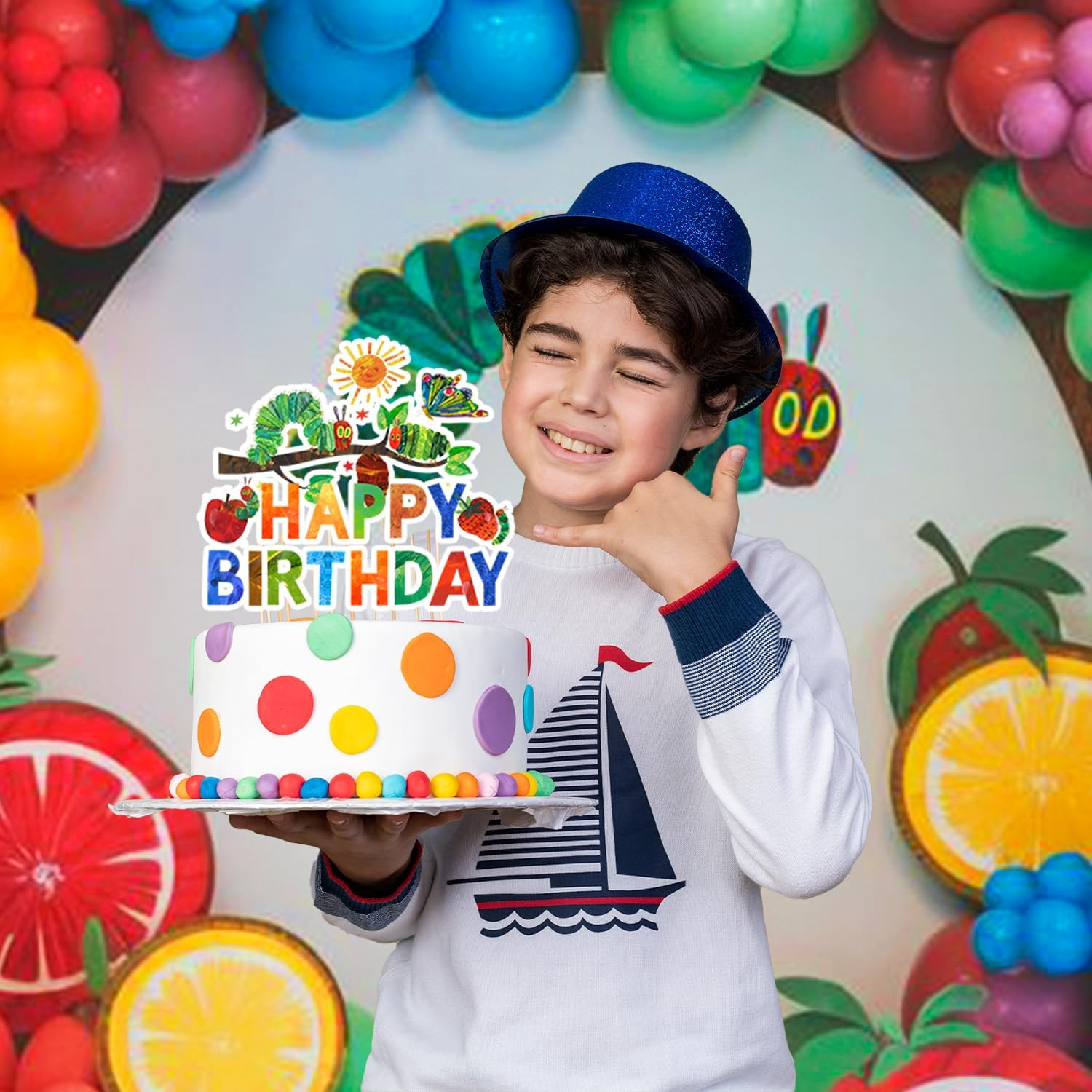 25Pcs Very Hungry Caterpillar Cake Decorations, Hungry Caterpillar Decorations Set Including Caterpillar Cake Topper + Hungry Caterpillar Cupcake Toppers for Kids Baby Shower image number 1