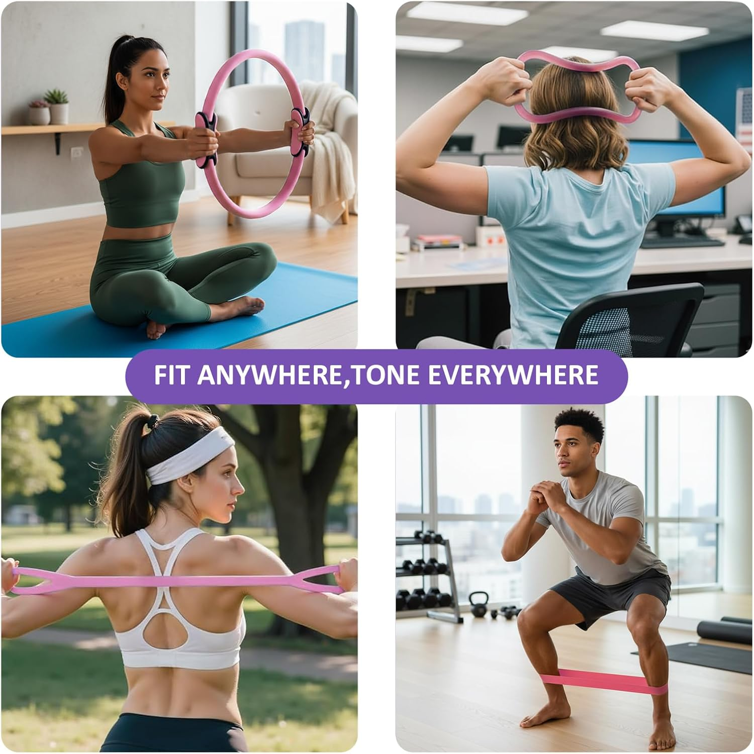 Pilates Ring Essentials Kit for Women, Home Workout Equipment Set with 9.8&rdquo; Ball, Resistance Bands, Magic Circle, Accessories, Pilates Set for Beginners