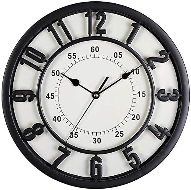 Fohouse Wall Clock, 12 Inch Non-Ticking Silent Battery Operated round Wall Clock Modern Simple Style Decor Clock for Office, Home, Bathroom, Kitchen, Bedroom, School, Living Room
