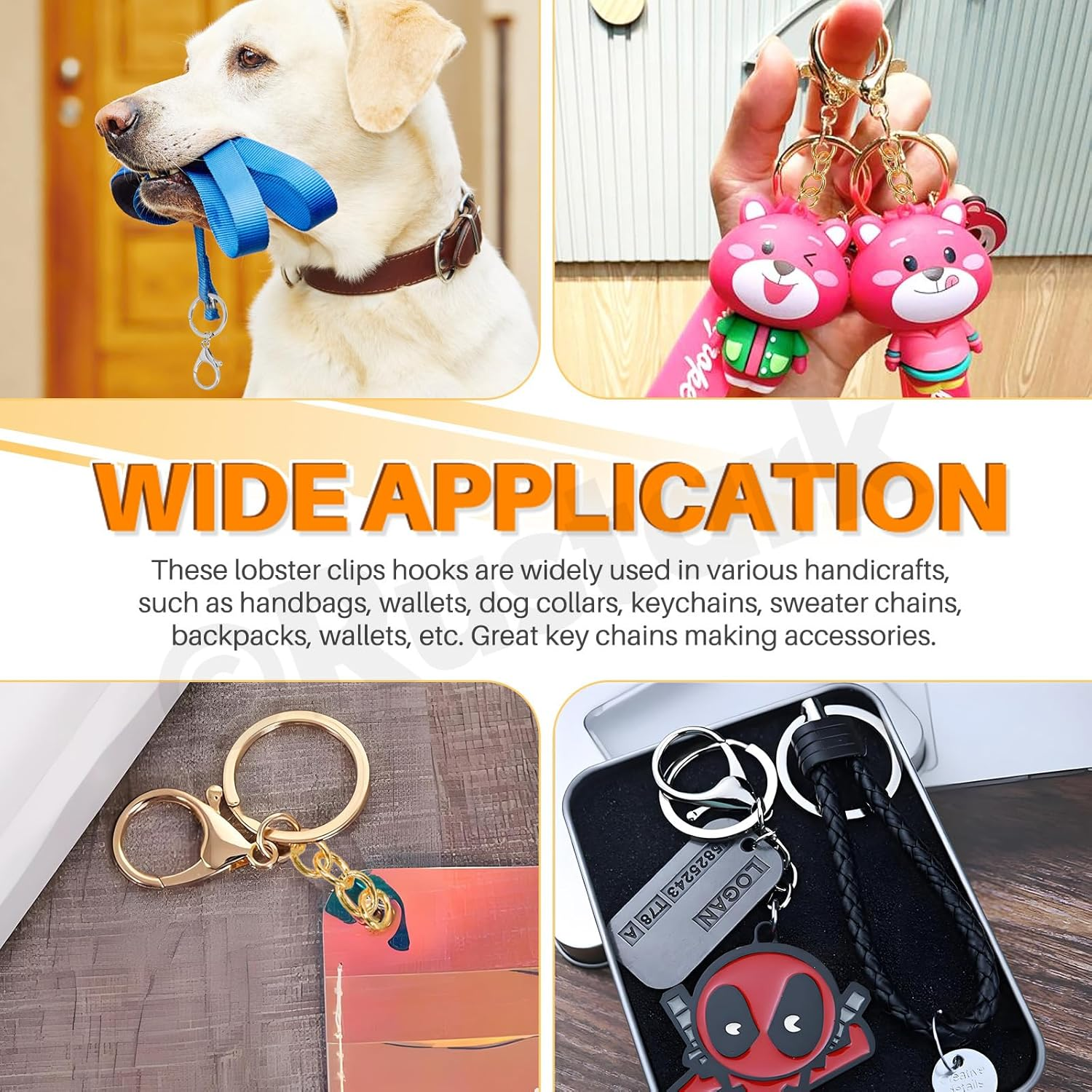 28Pcs 7 Colors Lobster Claw Clasp Keychain Set Swivel Snap Hooks with Key Chain Rings Swivel Trigger Clips with Flat Split Ring Keychain Making Kit for DIY Craft Jewelry Making - Electrophoresis Black image number 7