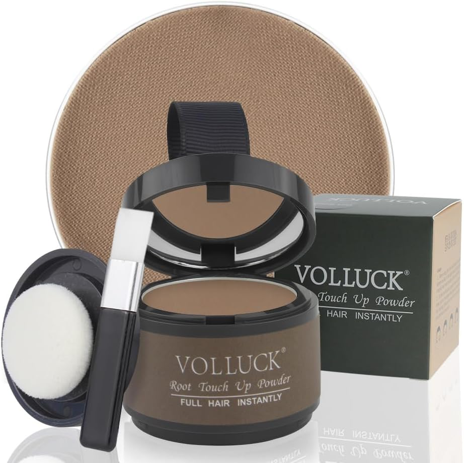 VOLLUCK Root Touch up Powder, Instant Hairline Powder for Thinning Areas and Gray Hair Coverage, Natural and Non-Greasy Root Cover up for Women and Men (Brown, 0.14 Ounce) image number 3