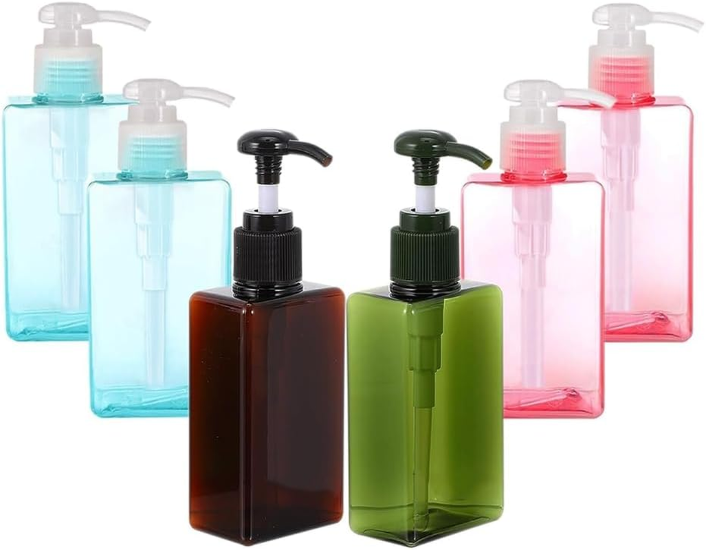 Empty Plastic Pump Bottles Dispenser,6 Pcs 100Ml Travel Pump Bottles Set,Refillable Toiletries Containers,Clear Plastic Pump Bottle Dispenser,Empty Reusable Plastic Lotion Pump Bottle image number 2