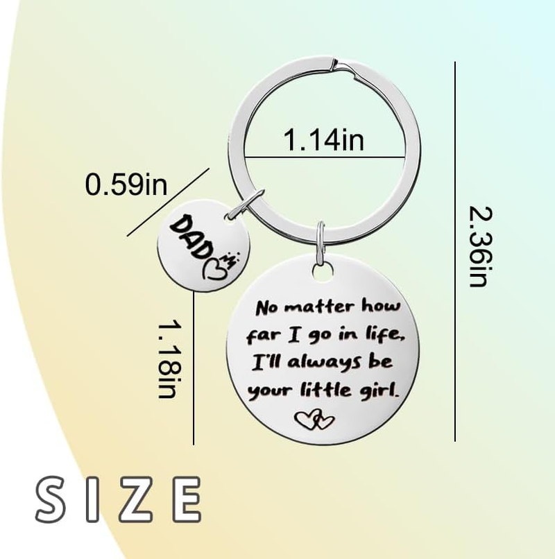 Dad Fathers Day Birthday Gifts for Papa Dada Daddy Fathers Day Presents for Men Father Dad Retirement Presents for Dada Papa I Love You Gifts for Daddy Father I'Ll Always Be Your Little Girl Keychain image number 4