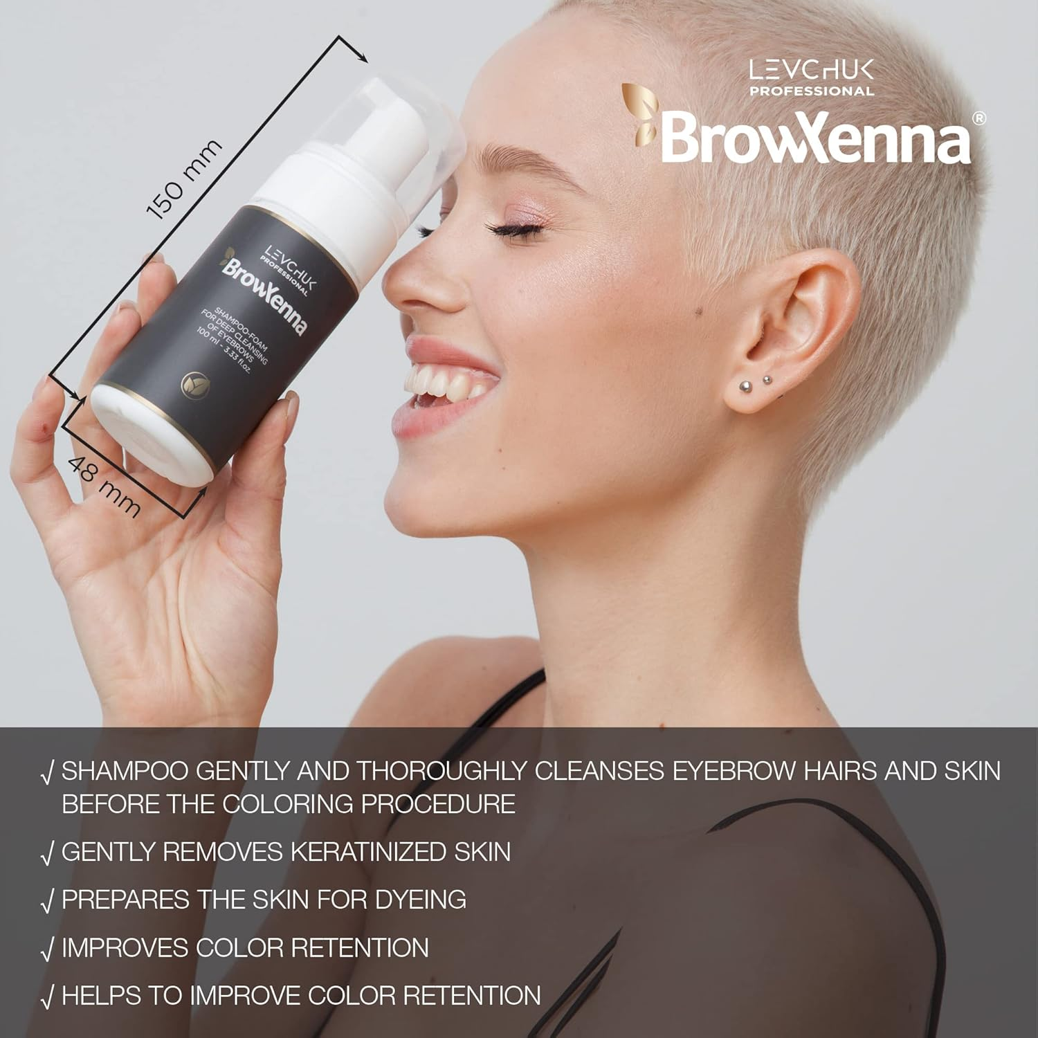 Levchuk Brow Henna Shampoo Foam for Deep Cleansing of Eyebrows, 1 Count image number 3