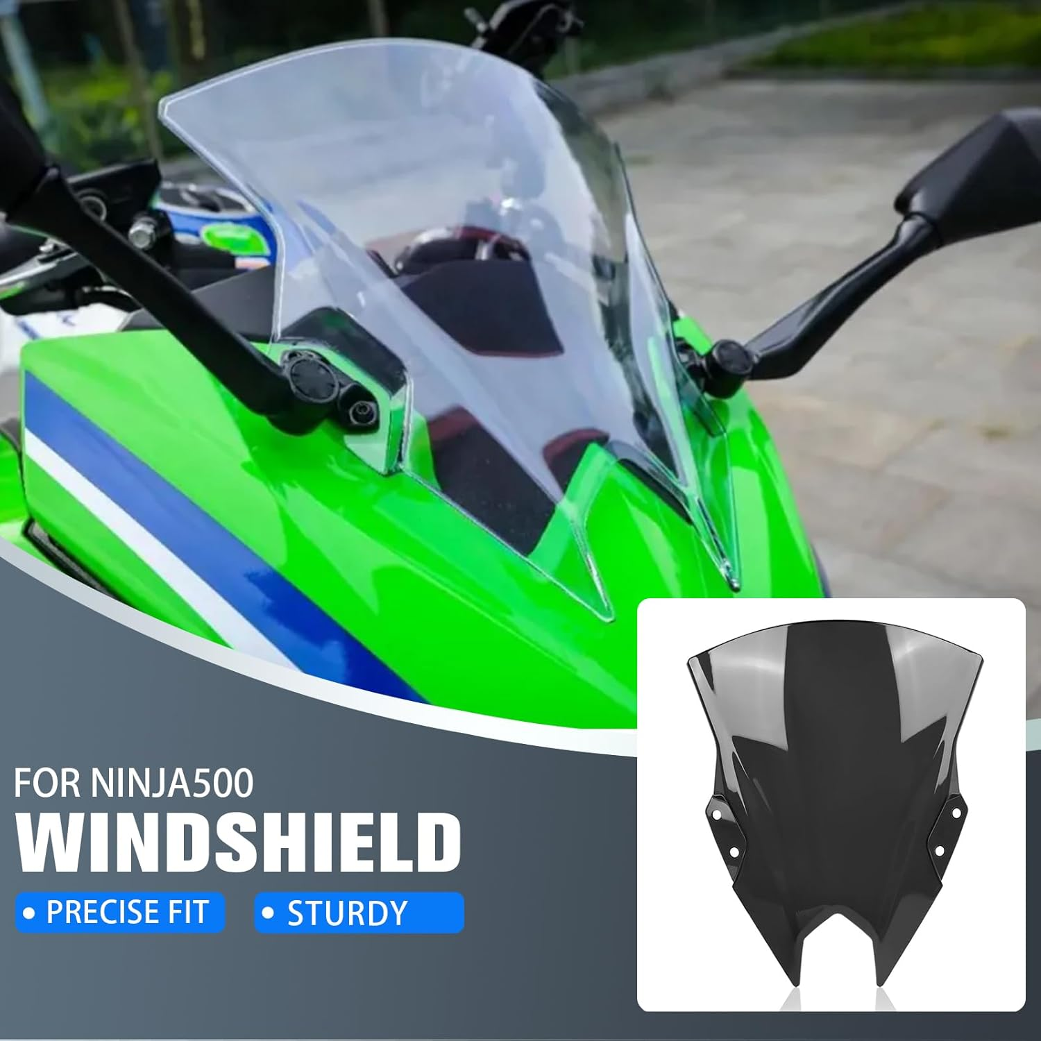 Motorcycle Windscreen Windshield Replacement for Kawasaki Ninja500 Ninja 500 SE 2024 2025 PC Windscreen Double Bubble image number 3