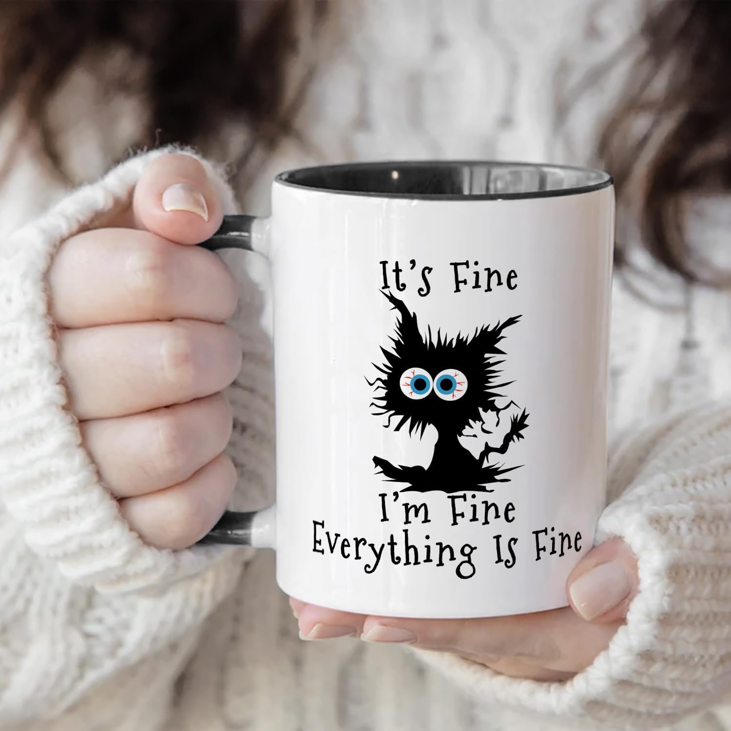 Fatbaby Funny Coffee Mug for Women Men, Humorous Gifts for Coworker Office, It&rsquo;S Fine Tea Cup 11 OZ image number 2