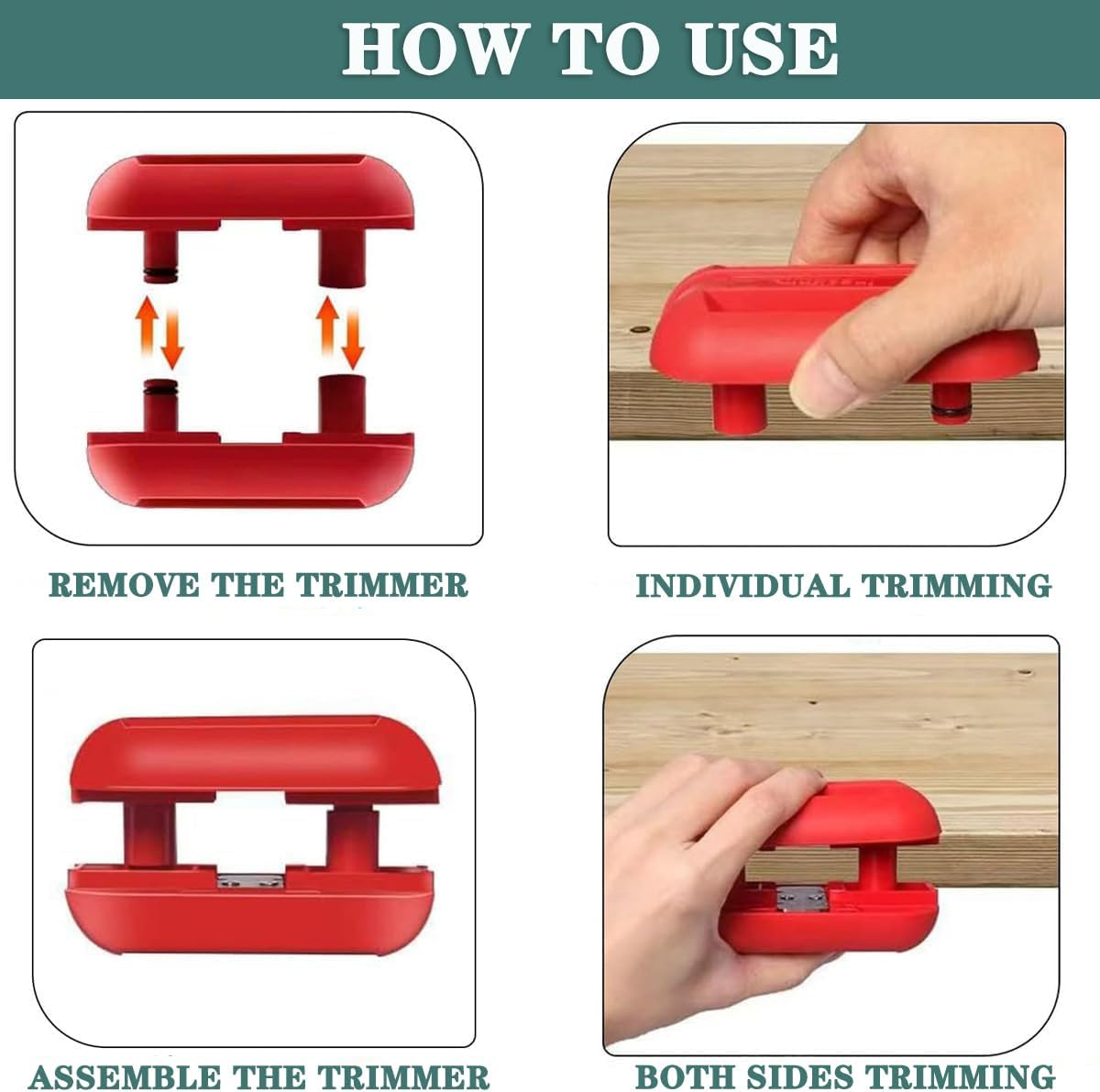 KEWAYO Woodworking Edge Banding Trimmer, Edge Trimmer Tool Wood Edge Trimmer Anti-Slip Edge Banding Tool Edge Banding Cutter for Woodworking Wood Veneer (Red) image number 1