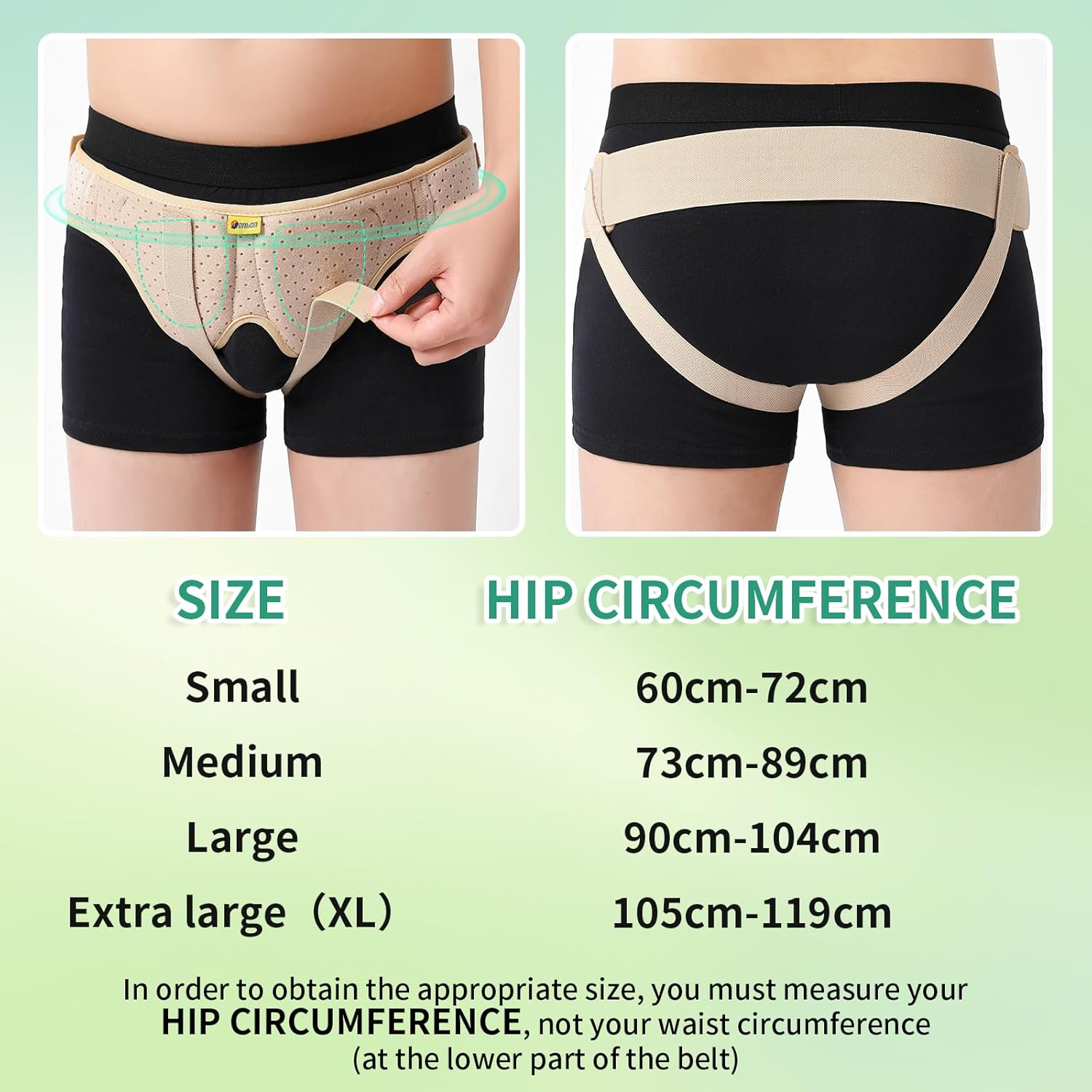 Tenbon Hernia Belt Truss for Single/Double Inguinal or Sports Hernia, Hernia Support Brace for Men for Women Pain Relief Recovery Strap with 2 Removable Compression Pads Comfortable Material,, Beige (XL) image number 1