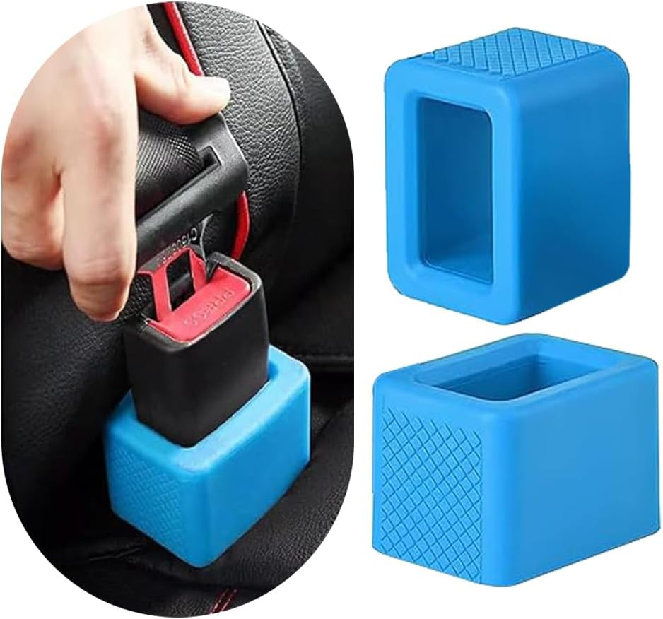 2 PCS Car Seat Belt Buckle Holder Durable Silicone Material Easy Access to the Buckles of Rear Seats Car Seatbelt Holder Makes Receptacle Upright Buckling for Easy Access Fit Most Car (Blue)