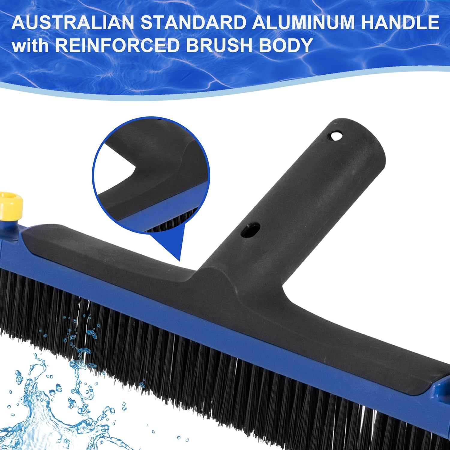 POOLAZA 52Cm Pool Brush, Heavy Duty Pool Brush Head for Inground Pools & above Ground Pools, Duable Pool Scrub Brush Fits Standard Australian Pole