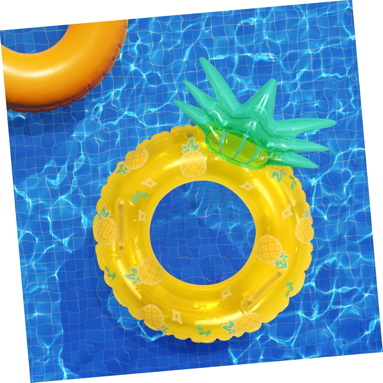 WOONEKY Pineapple Swimming Ring Inflatable Pool Swim Toy Kids Swim Ring Portable Swim Float Swim Accessory Swimming Supply Kids Float Ring Inflatable Swimming Ring Kid Toy Child Summer PVC image number 5