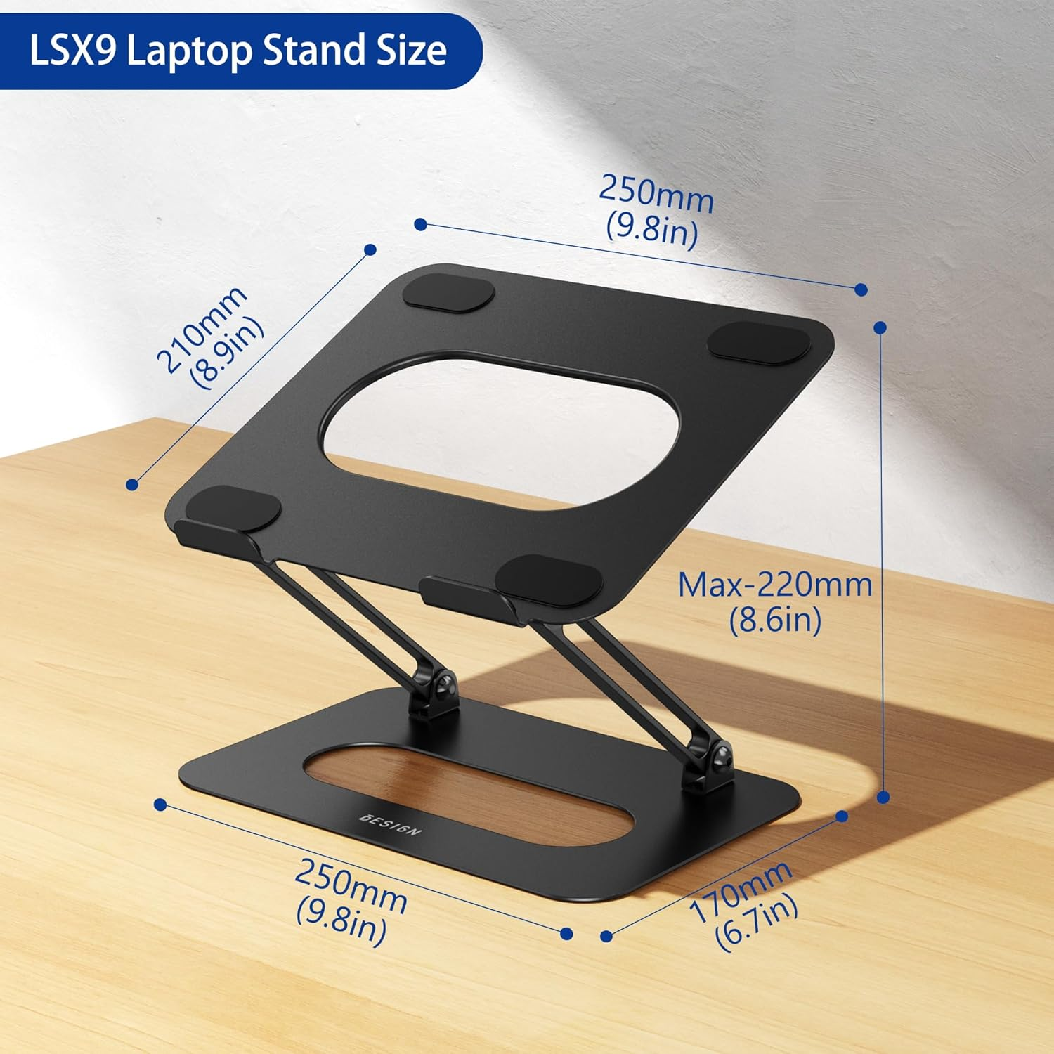 BESIGN LSX9 Laptop Stand, Ergonomic Adjustable Notebook Stand, Riser Holder Computer Stand Compatible with Air, Pro, Dell, HP, Lenovo More 10-14" Laptops, Black image number 6