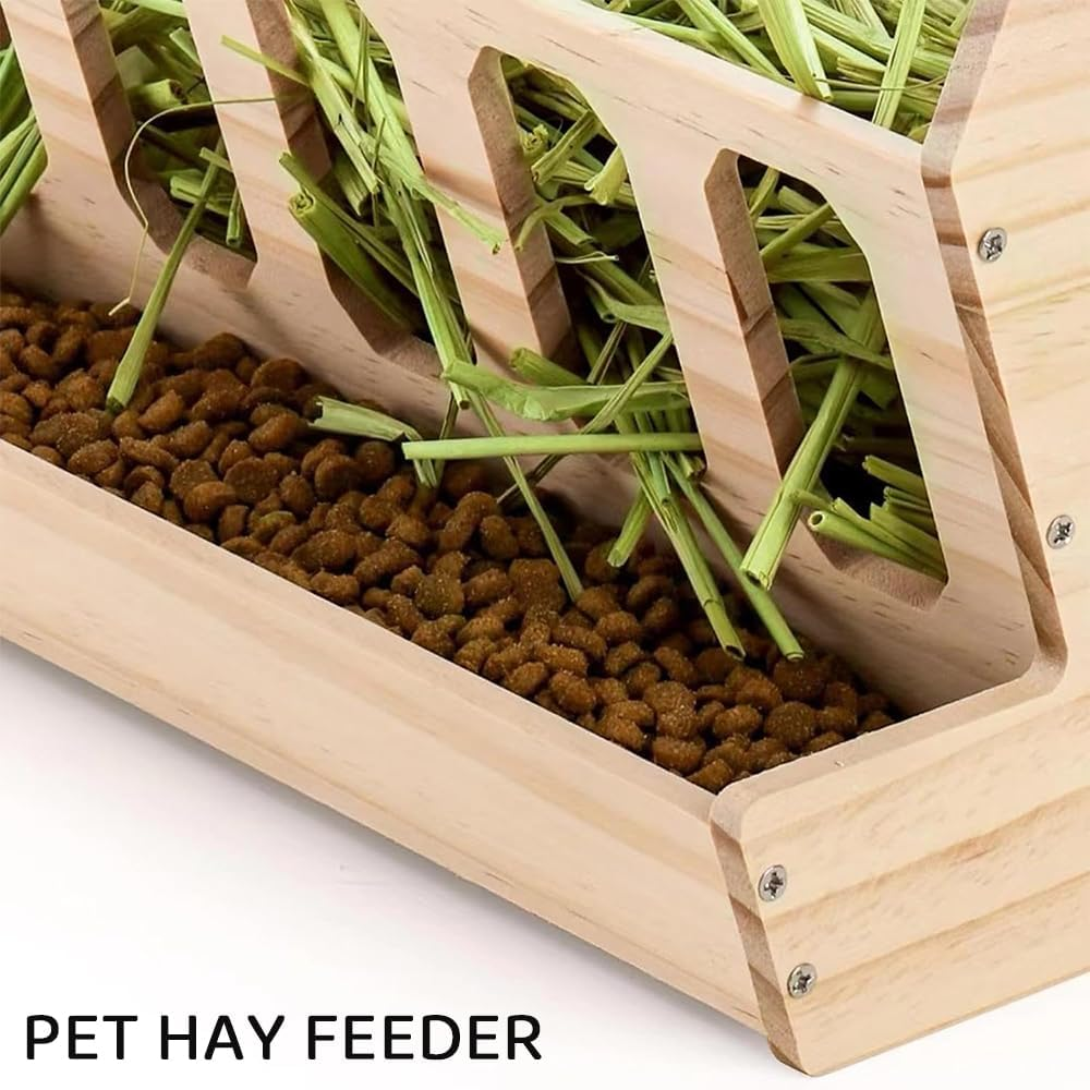 Wooden Rabbit Hay Feeder &ndash; Small Animal Food Holder, Less Waste Hay Rack for Guinea Pig, Bunny, Chinchilla & Other Small Pets image number 6