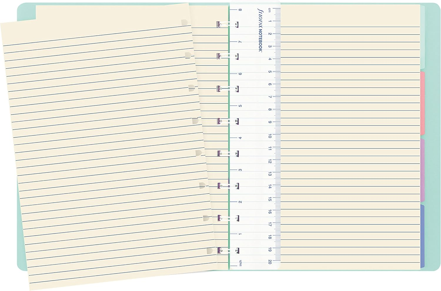 FILOFAX Refillable Pastel Notebook, A5 (8.25" X 5") Duck Egg - 112 Cream Moveable Pages - Index, Pocket and Page Marker (B115052U) image number 2