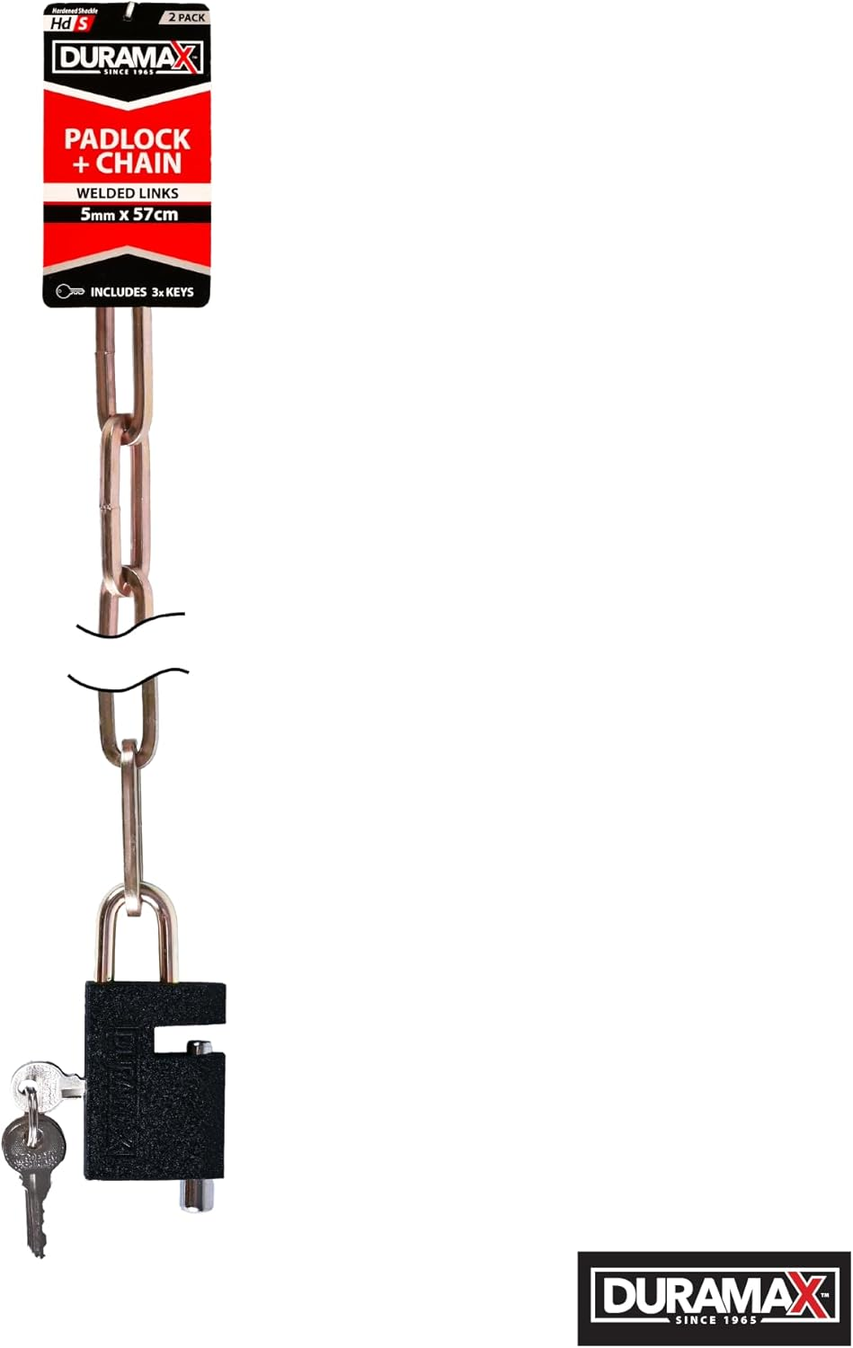 Duramax Padlock with Chain 2-Pieces, 5 Mm X 80 Cm Size image number 2
