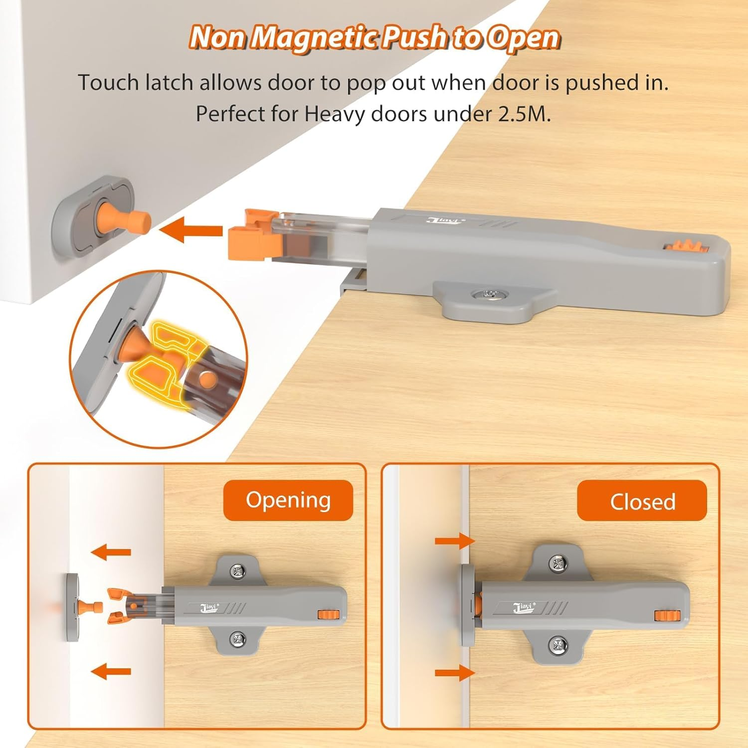 2 Pack Drawer Pull Touch Lock Tip On, Heavy Duty Push Latch, Push to Open Door Catches, Push Open Latch, RV Drawer Push Door Catch, for Bedroom, Kitchen Cabinet Window Wardrobe Closure image number 6