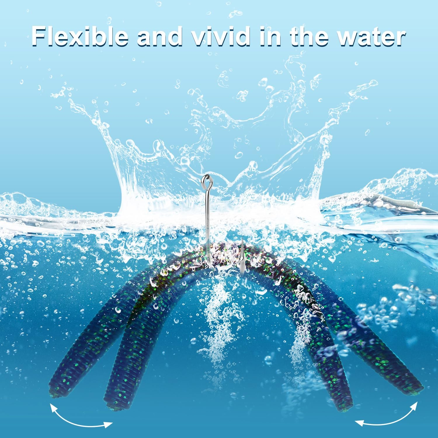 30Pcs Wacky Worm Soft Fishing Lures, 3.94In Bass Fishing Lures Rubber Stick Baits 5 Colors Bass Fishing Lures Soft Plastic Stick Worm for Bass Freshwater Saltwater Fishing image number 1