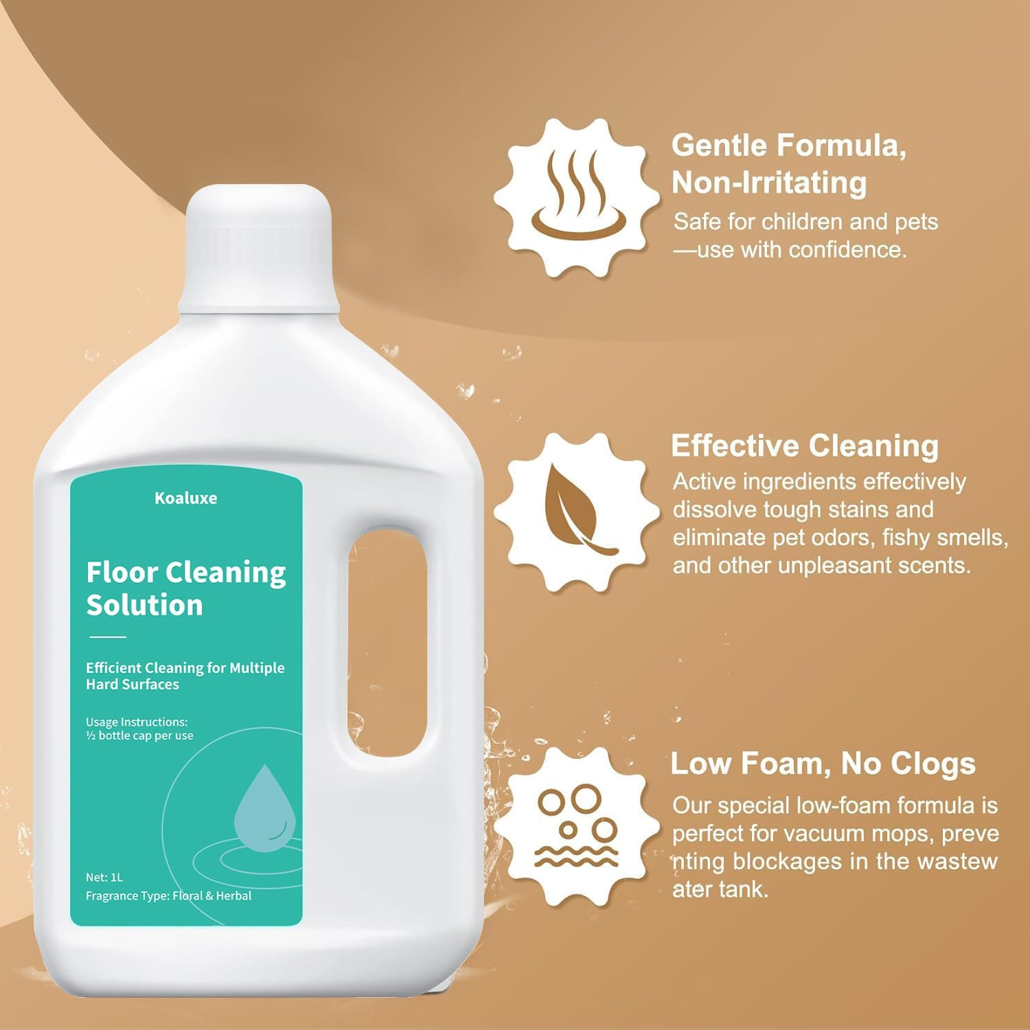 Floor Cleaning Solution,2-Pack,1000Ml/33.8 Fl Oz,Compatible with Dreame X40 Ultra/X50 Ultra/L40 Ultra/L10Spro Ultra Heat/X30 Ultra Robot Vacuum Floor Cleaner Liquid Refill image number 2