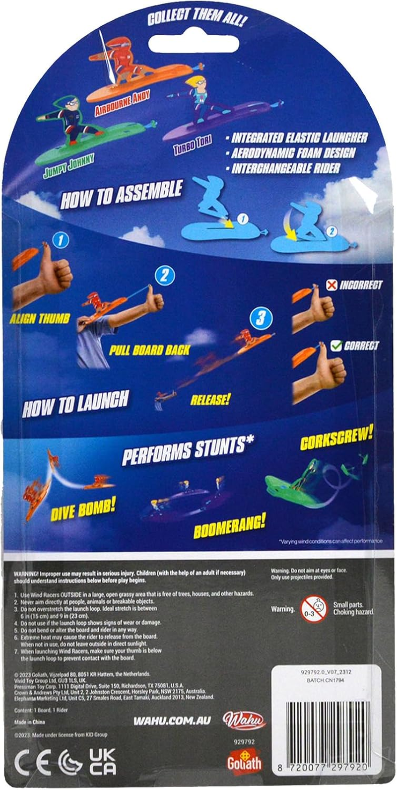 Wahu Wind Racers Flying Toy for Kids Ages 6+ | Performs Loops, Tricks & Boomerangs | Aerodynamic Foam Glider with Launcher | Outdoor Active Play | Multicolour Styles May Vary image number 4