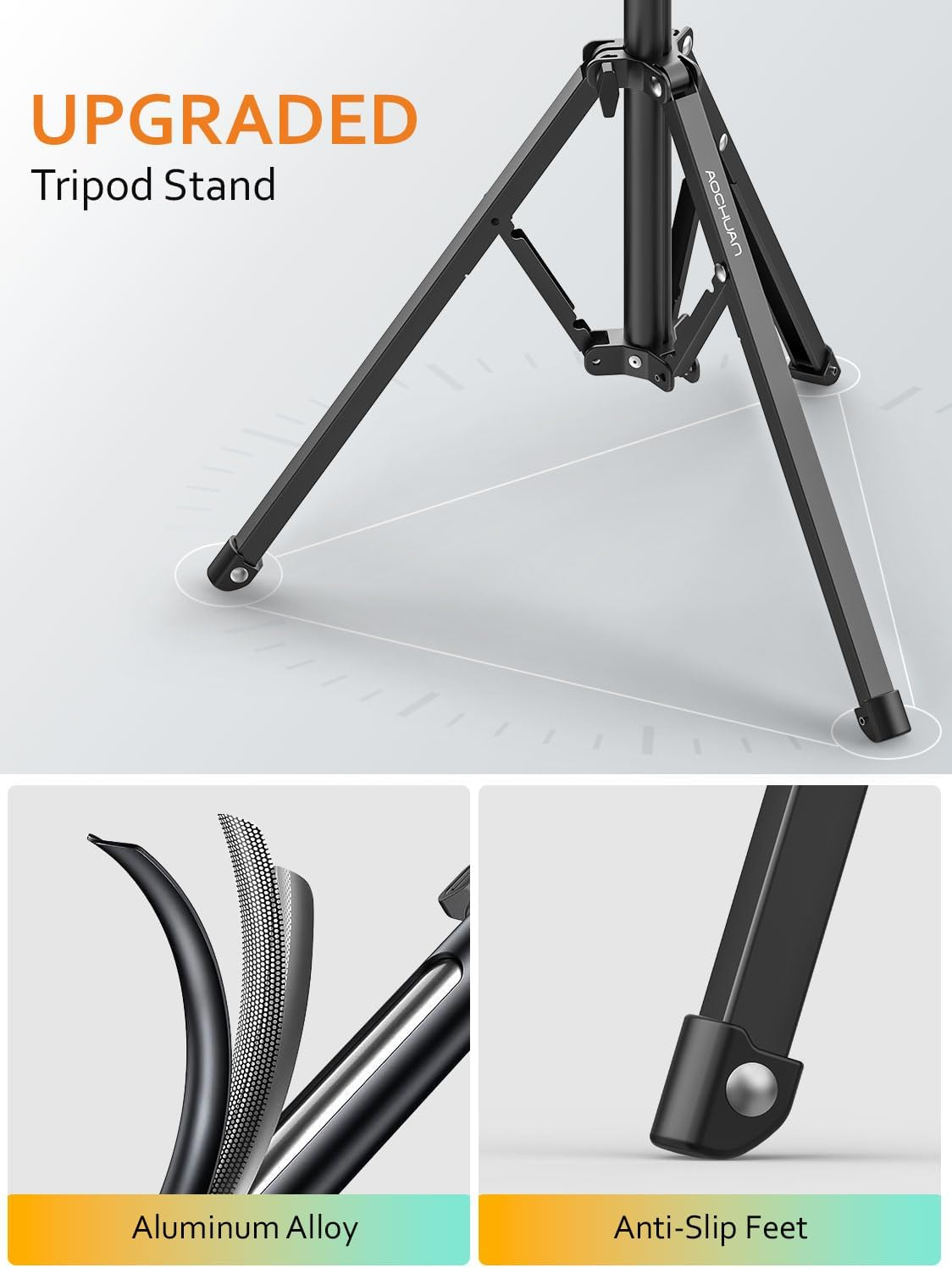 AOCHUAN 1.7M Complete Camera Tripod for Smartphones Camera Gimbal Stabilizers W/ 0.44M ~1.7M Aluminum Alloy Lighting Stand(T20) image number 5