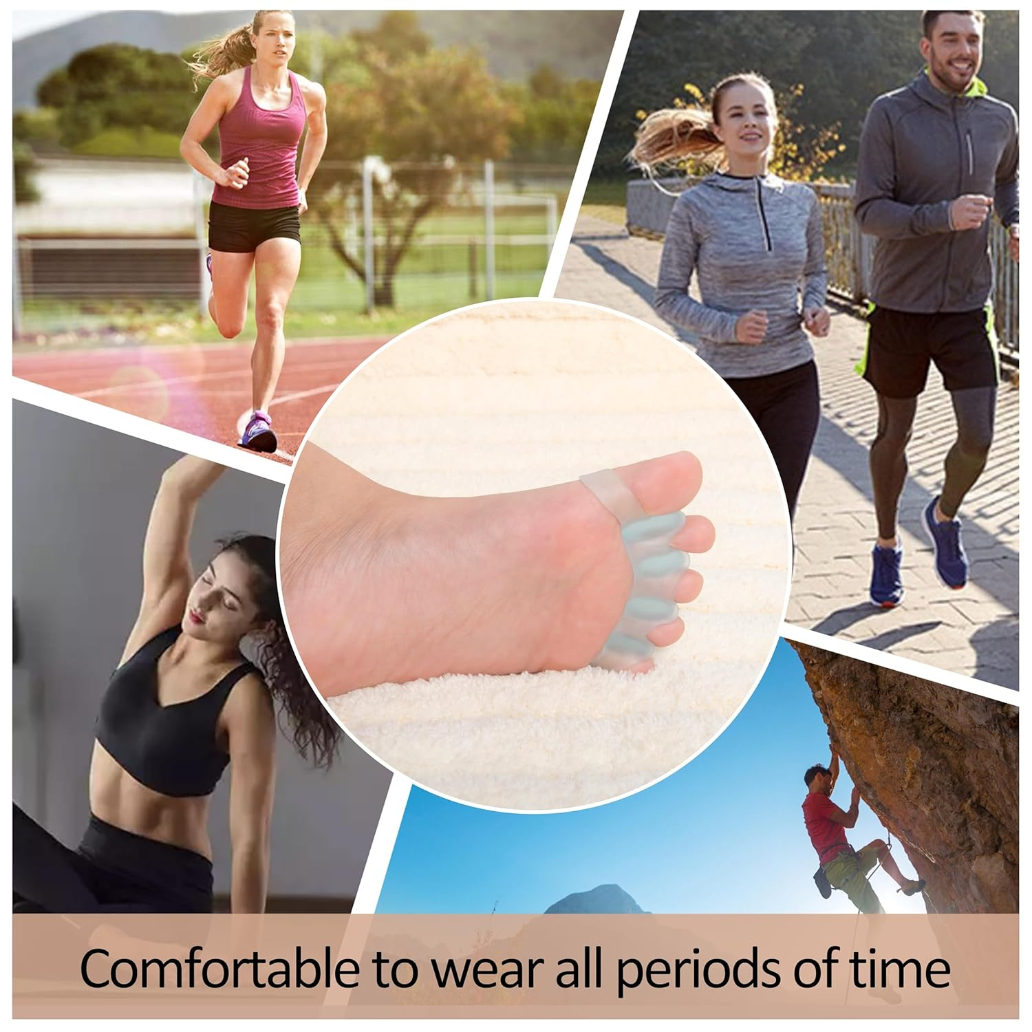 Wonder Care [ 2 Pcs] Silicone Toe Separator for Feet Gel Toe Pads Toe Big Toe Corrector Bunion Toe Straightener Yoga Toe Stretcher Hammer Toe Bunion Blue [Pair of 1] - 6, White image number 3