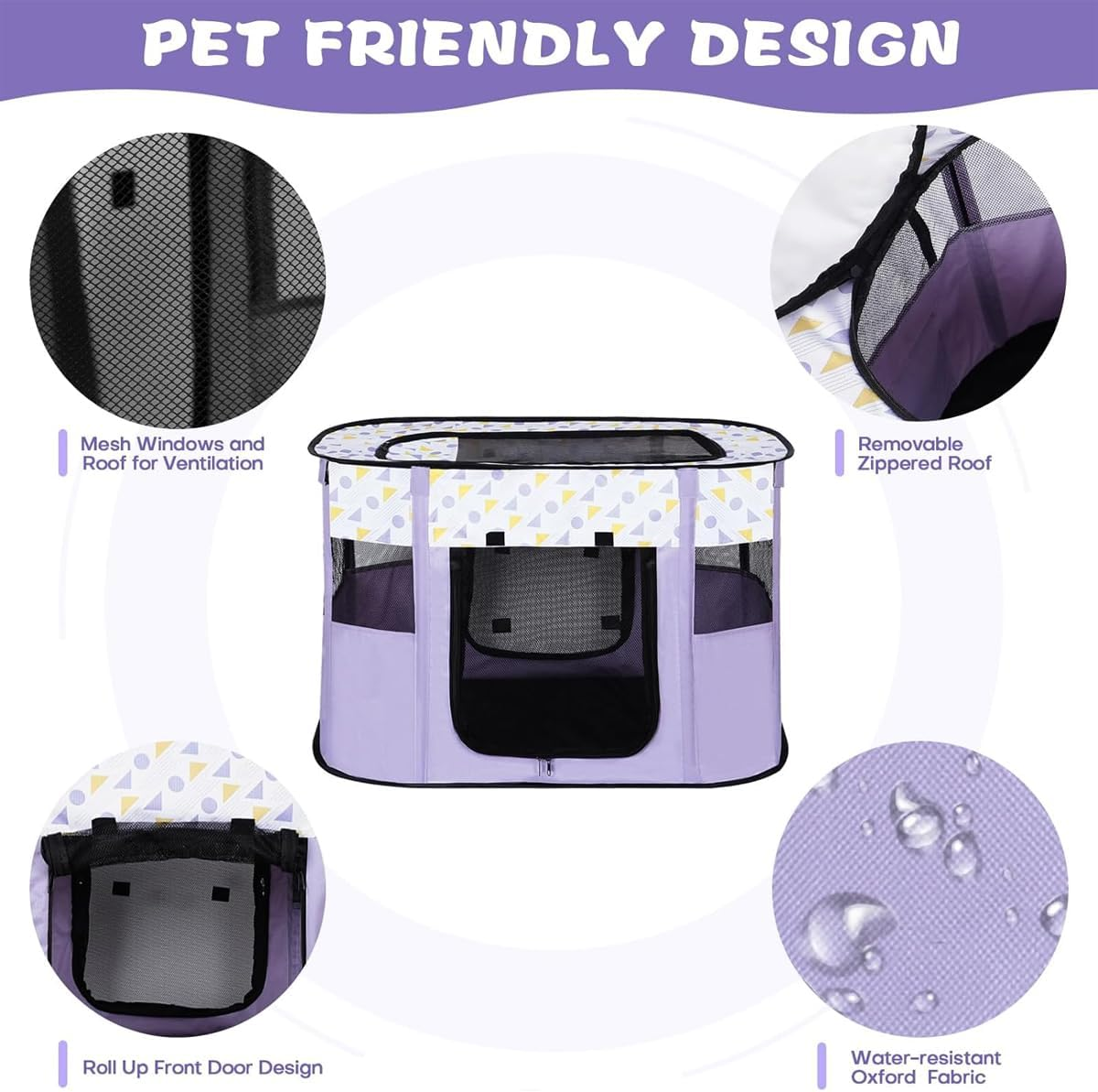 AIMALL Foldable Pet Playpen, Portable and Durable Cat and Dog Kennel with Waterproof Oxford Fabric, Available in M, L, XL - Cyan-L image number 4