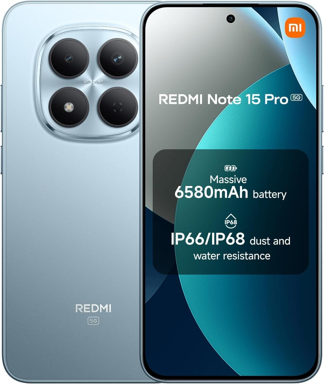 Xiaomi Redmi Note 15 Pro 5G, Smartphone 8+512GB, Powerful 6580Mah Battery, IP66/IP68, New 200MP Camera, 6.83-Inch 1.5K AMOLED Display, Glacier Blue, 2 Years Warranty, Charger Not Included image number 3