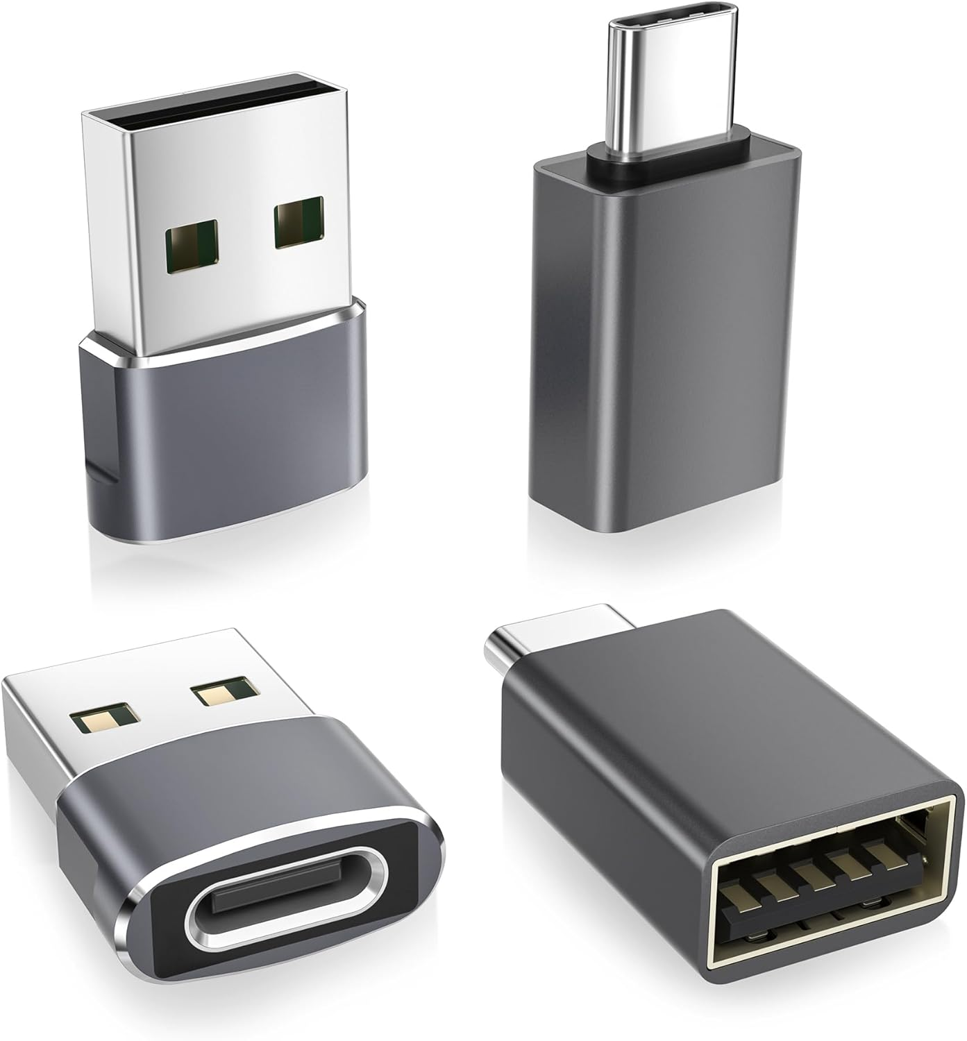 Basesailor USB to USBC Adapter with USBC Male to USB a Female 3.0 4Pack,Thunderbolt 4 3 OTG Charger Converter for Macbook,Iphone 17 16 15 14 13 plus Pro Max,Ipad Air Mini,Samsung Galaxy S24 S23 Ultra