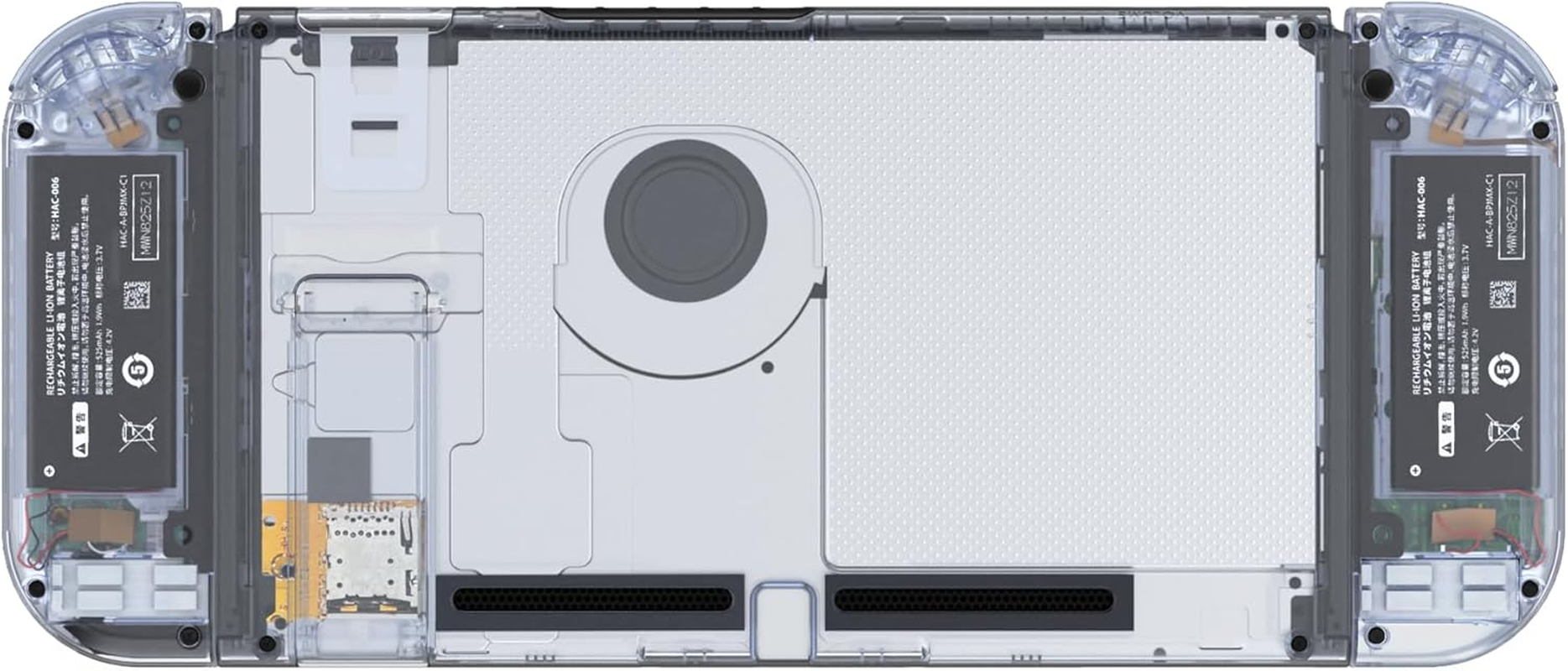 Extremerate DIY Replacement Shell Buttons for Nintendo Switch, Crystal Glacier Blue Custom Back Plate for Switch Console, Housing Case with Colorful Buttons for Joycon Handheld - No Controller - Crystal Clear Black image number 6