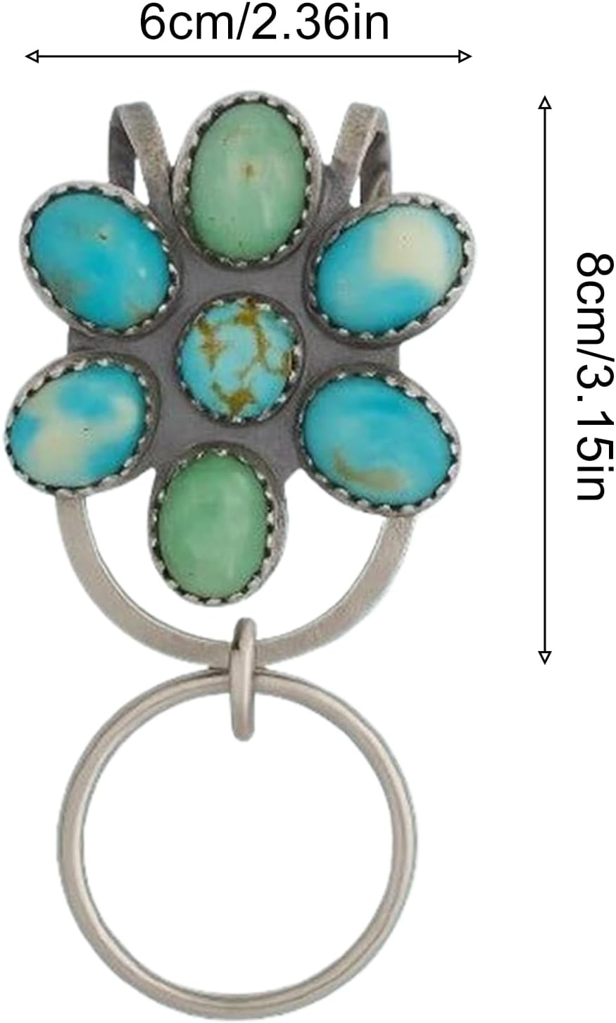 Weqizuerqi Turquoise Flower Keyring Bohemian Turquoise Purses Jewellery, Pendant for Backpacks Jeans Daily Use Home Travel Bag School Party Finder image number 3